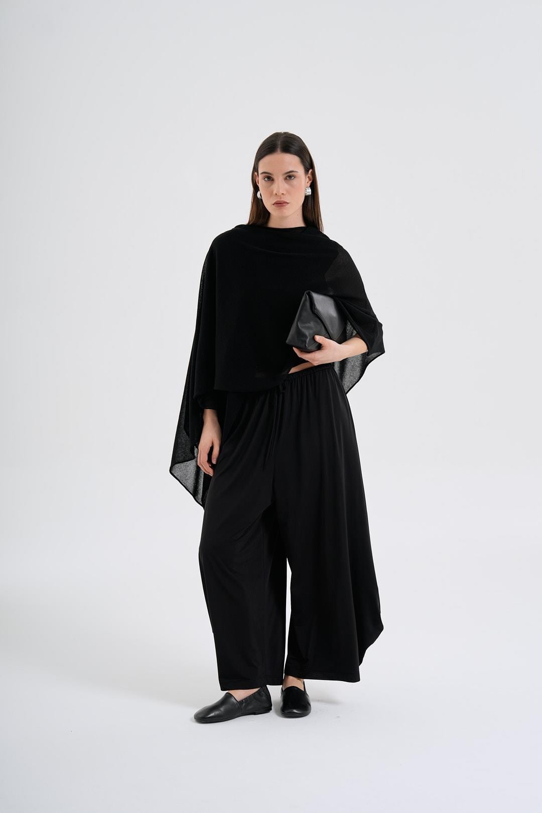 Siyah Balon Form Jarse Pantolon