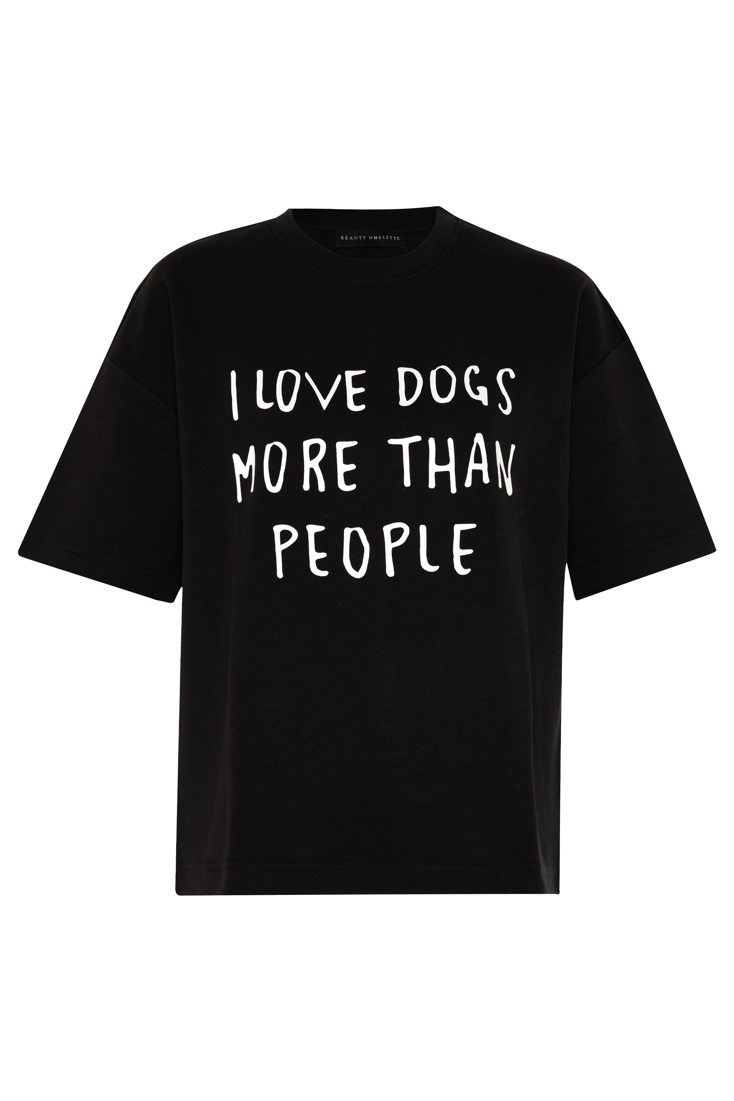 Siyah Baskılı Bisiklet Yaka Oversize Tshirt