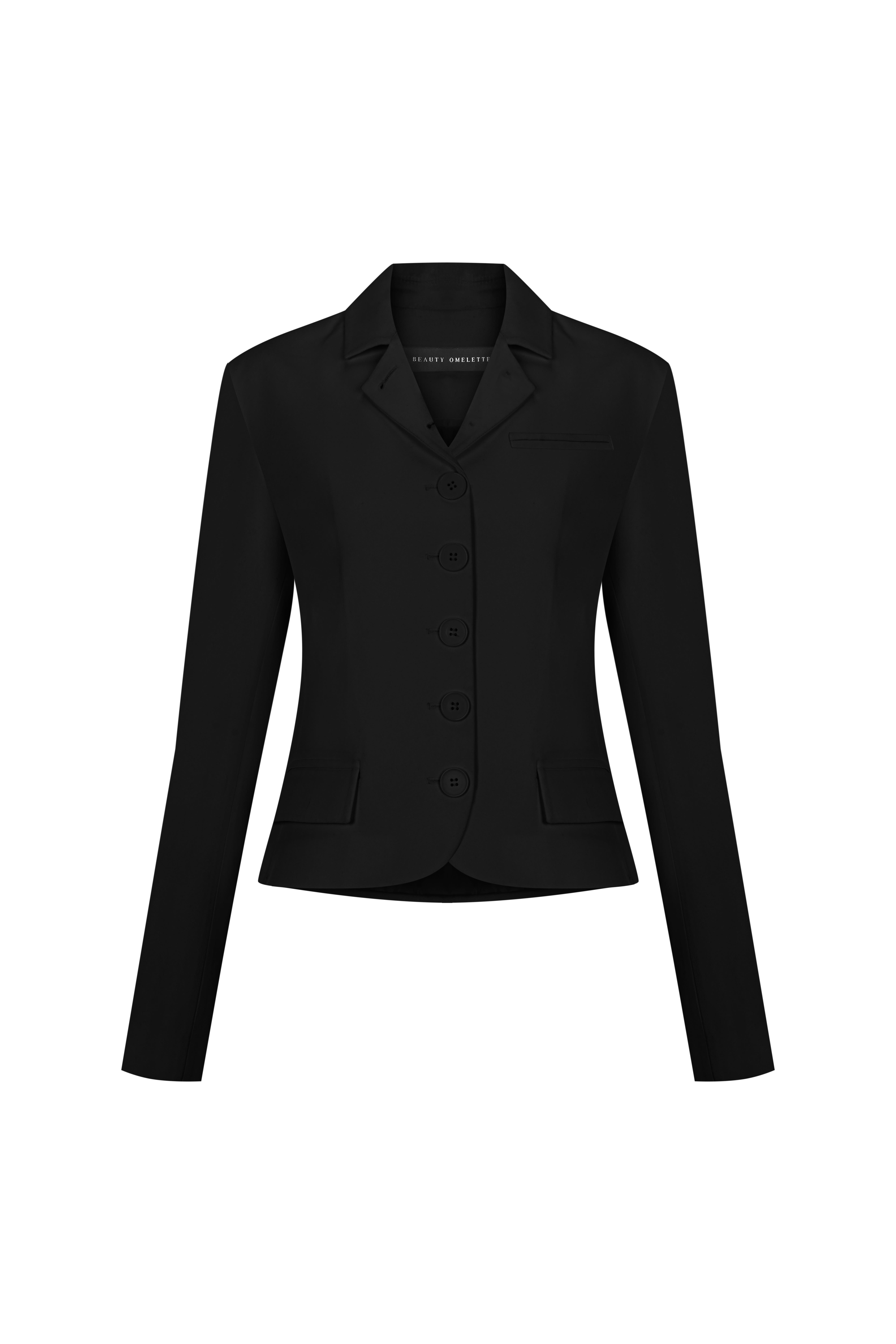 Siyah Bele Oturan Kısa Krep Ceket