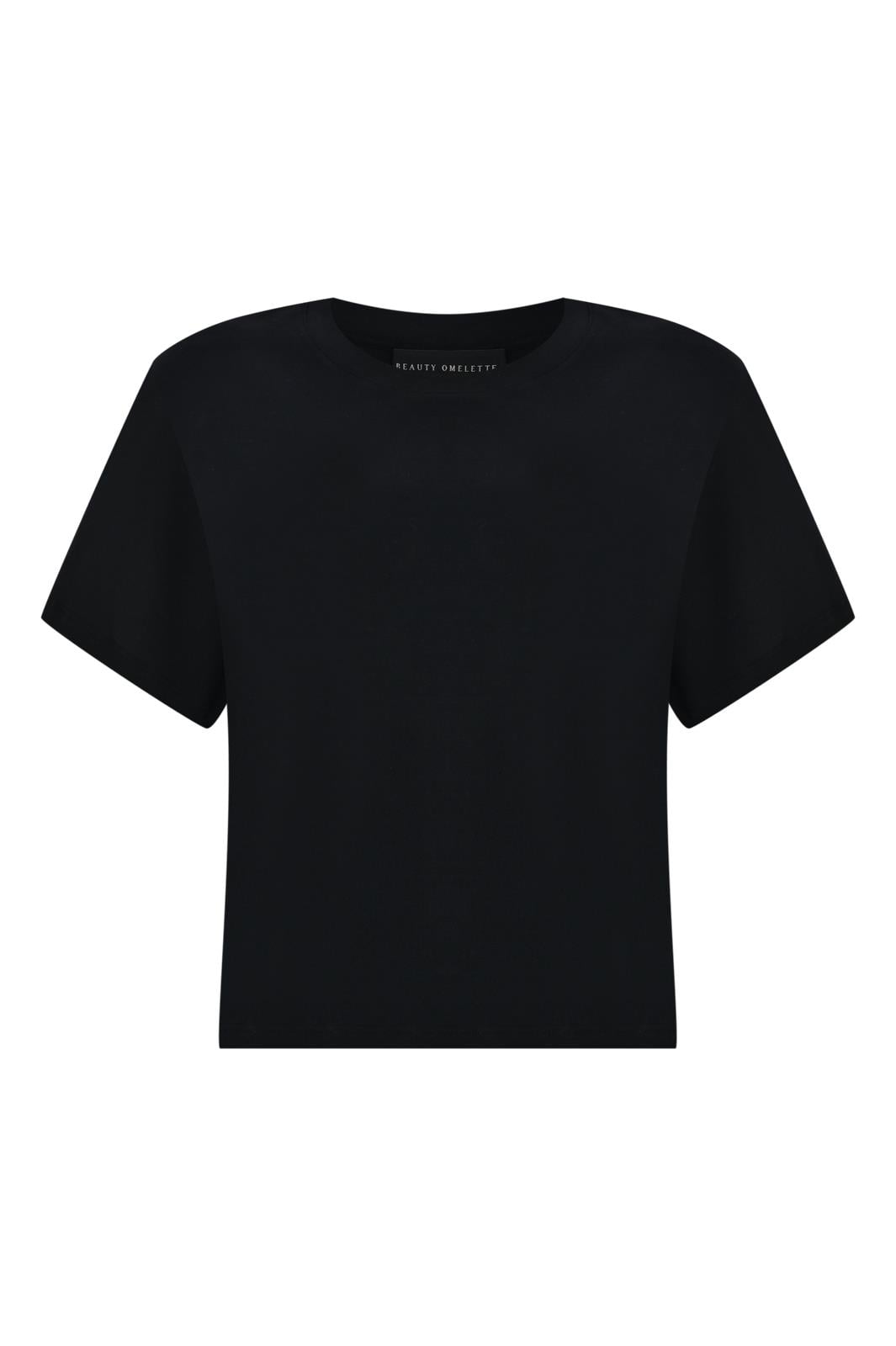 Siyah Bisiklet Yaka Kutu Form Soft Tshirt