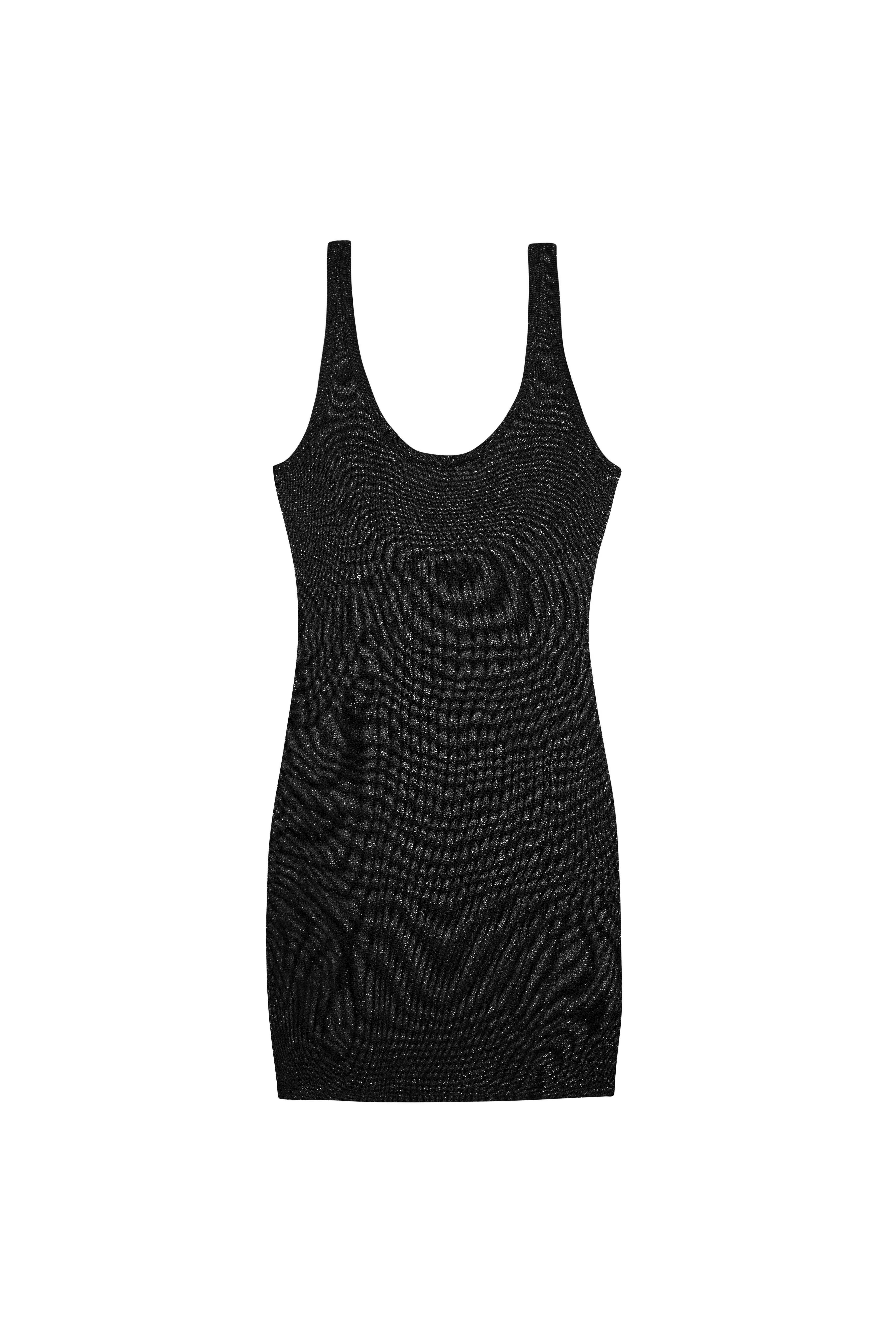 Siyah Carrie Simli Triko Elbise