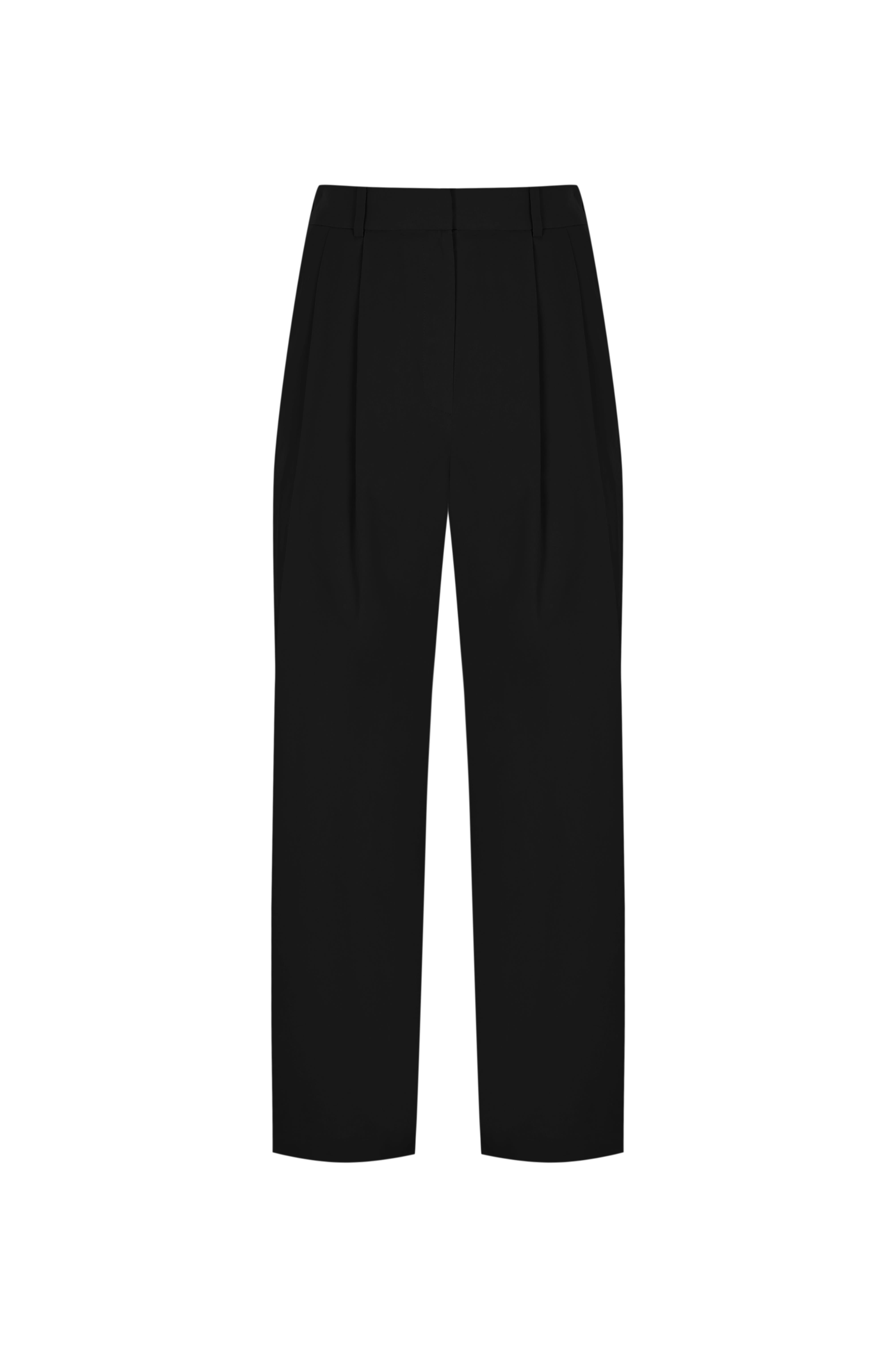 Siyah Çift Pilili Koton Pantolon