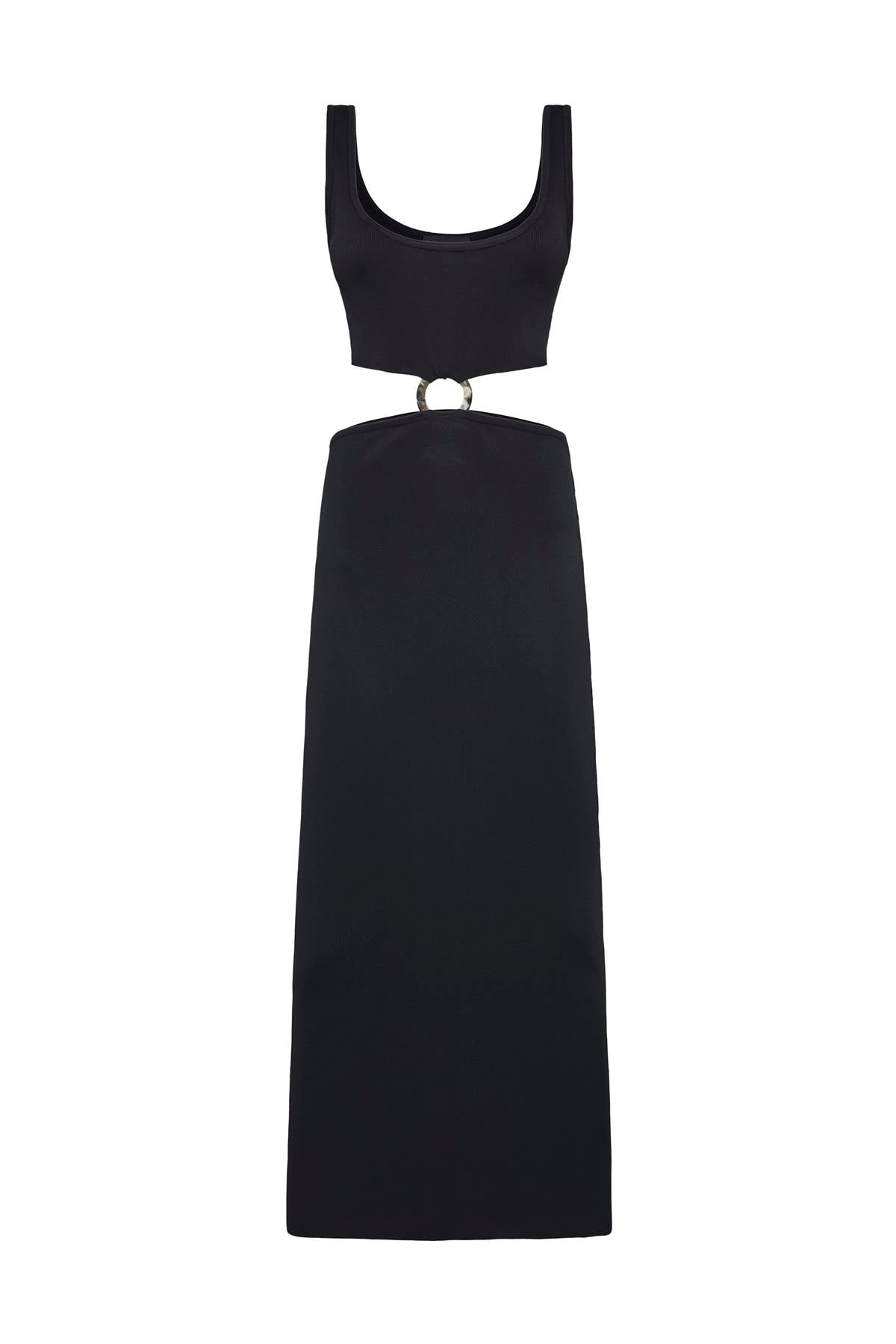 Siyah Cut Out Detaylı Triko Elbise