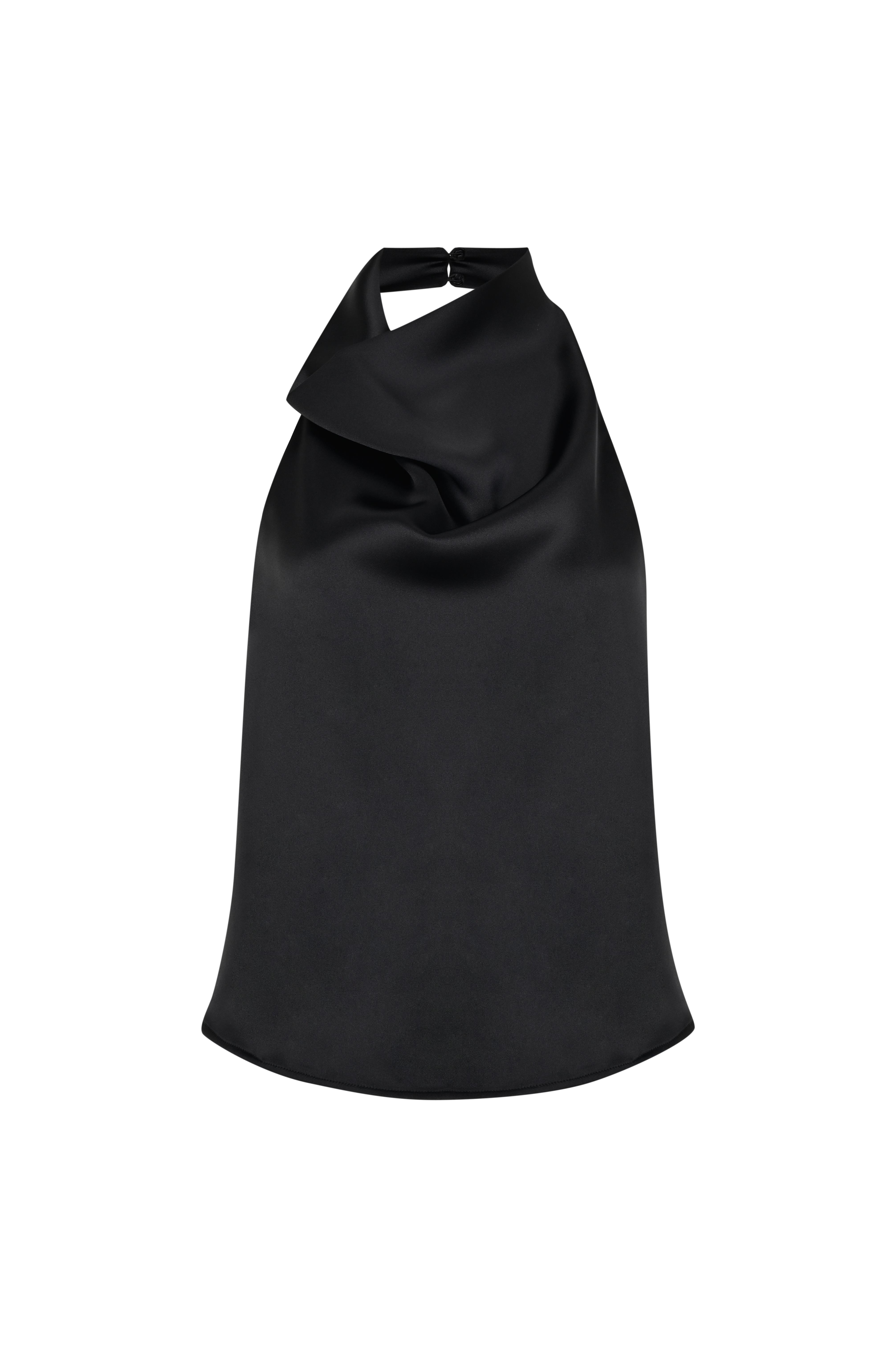 Siyah Degaje Kolsuz Saten Bluz