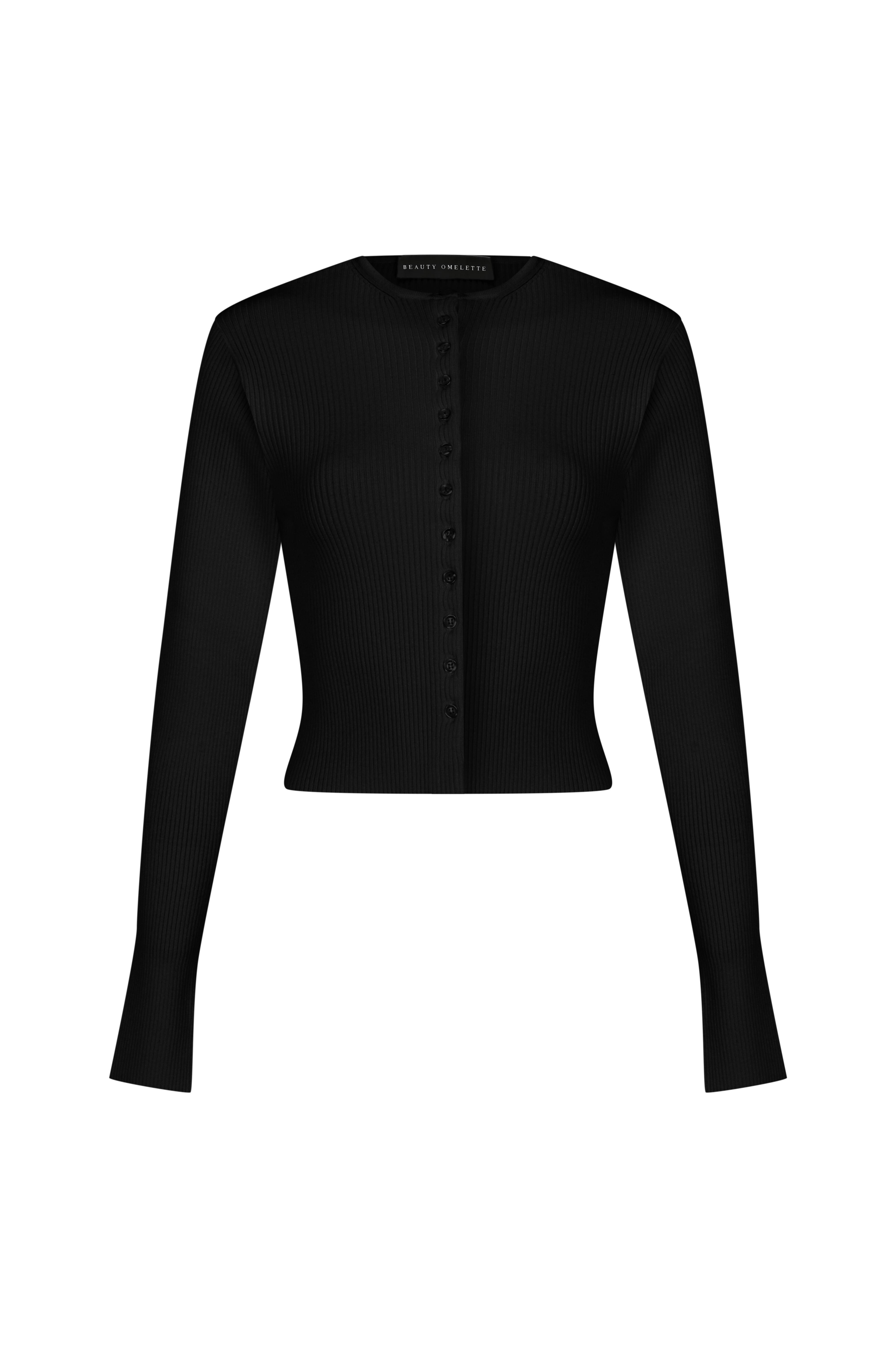 Siyah Düğmeli Fitted Triko Hırka
