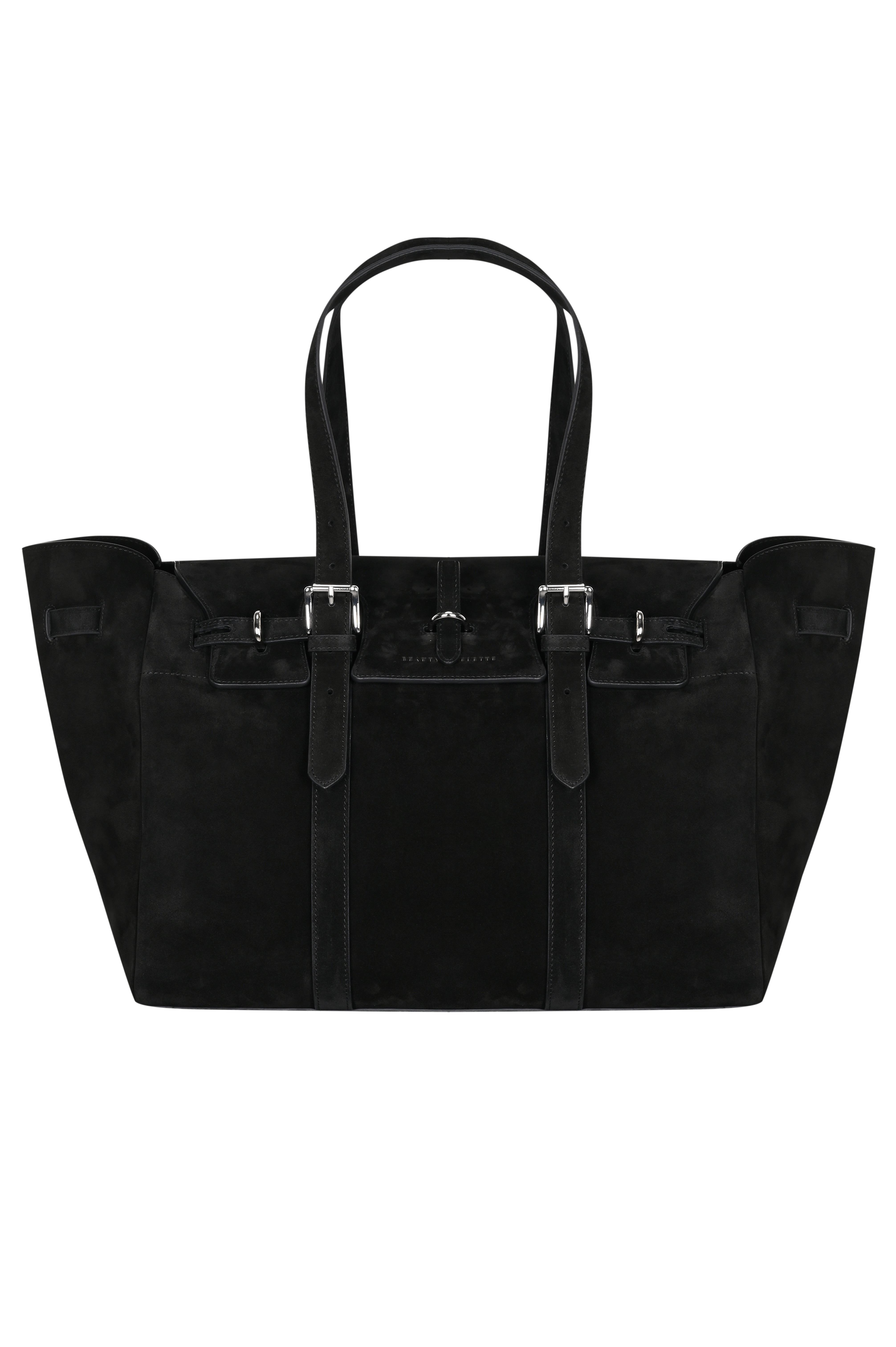 Siyah Gabrielle Süet Travel Bag Silver