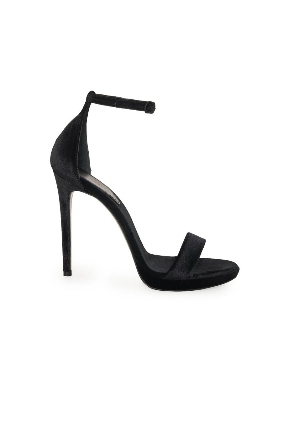 Siyah Kadife Kalın Taban Anna