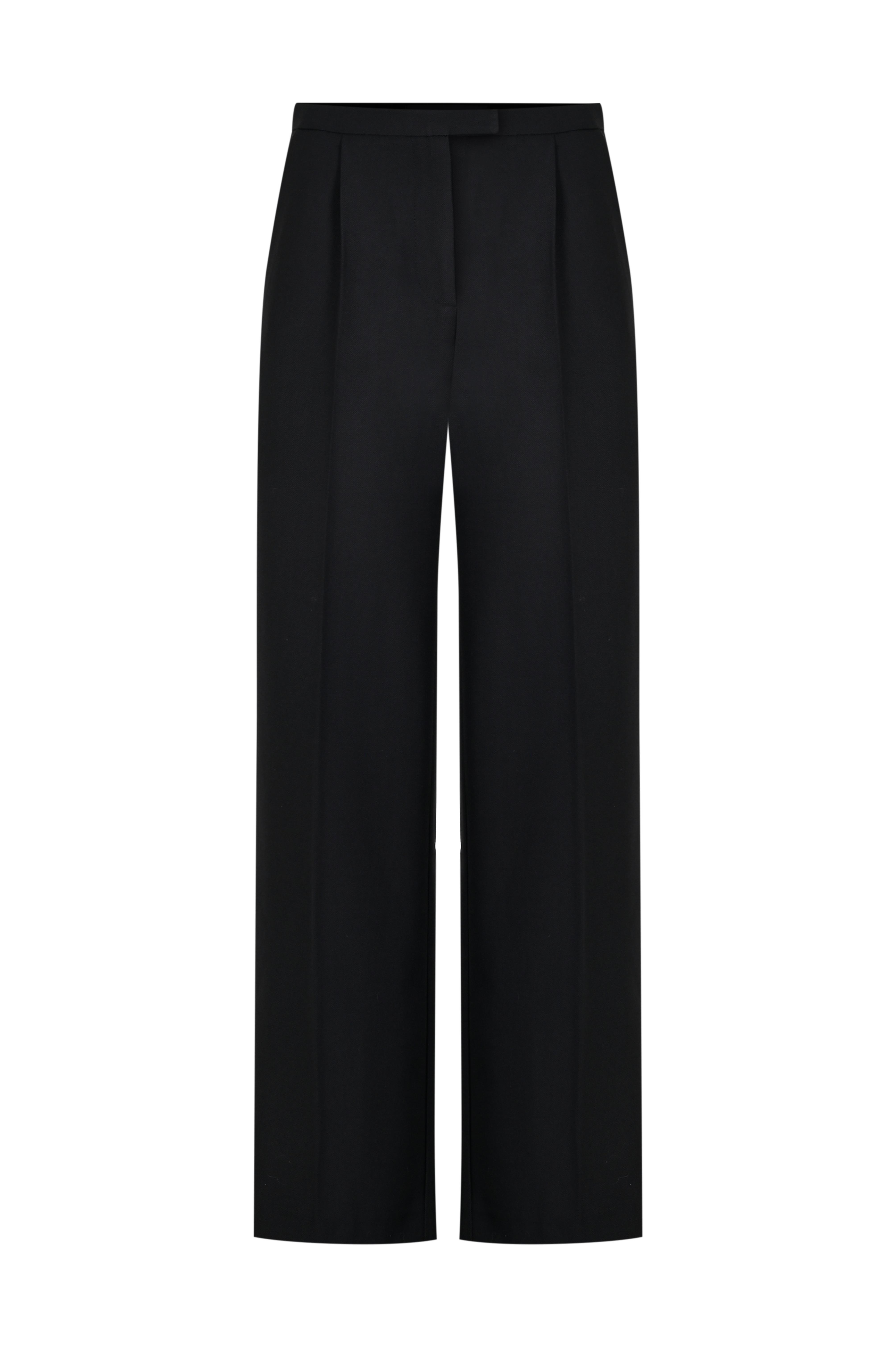 Siyah Kemer Kapama Yünlü Pantolon