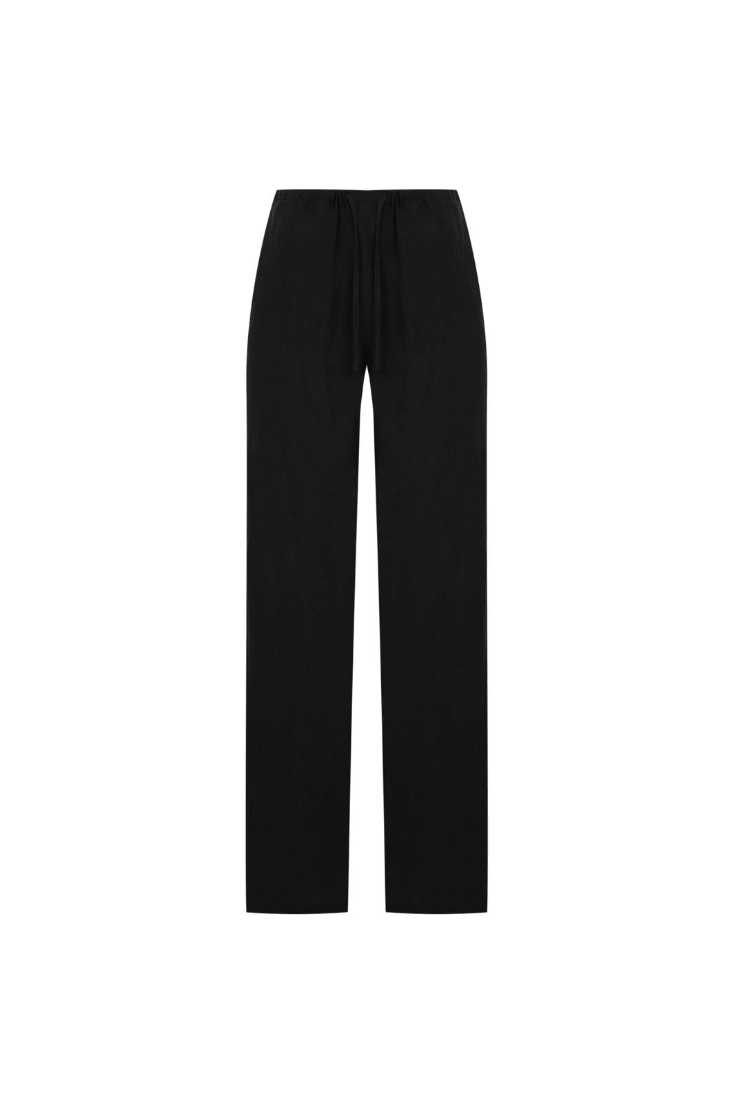 Siyah Keten Pj Pantolon