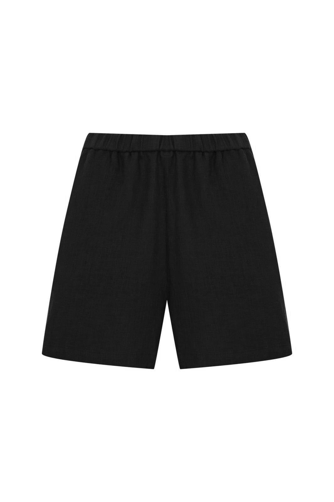 Siyah Keten Şort