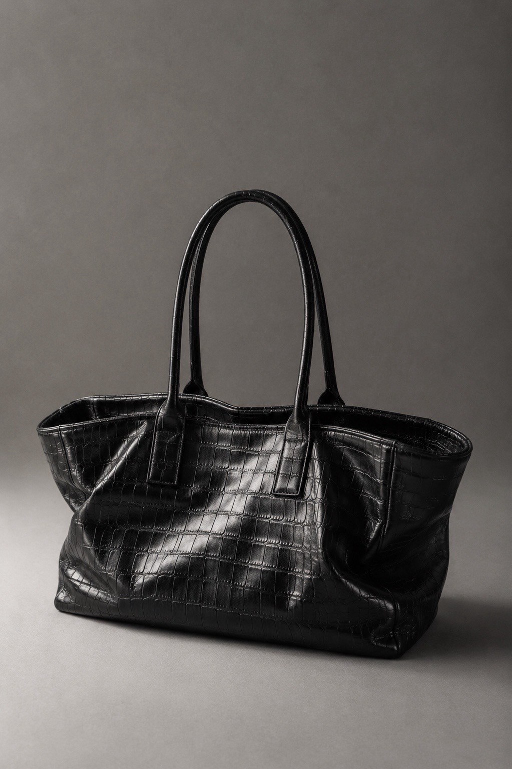 Siyah Kroko Raphael Shopping Bag