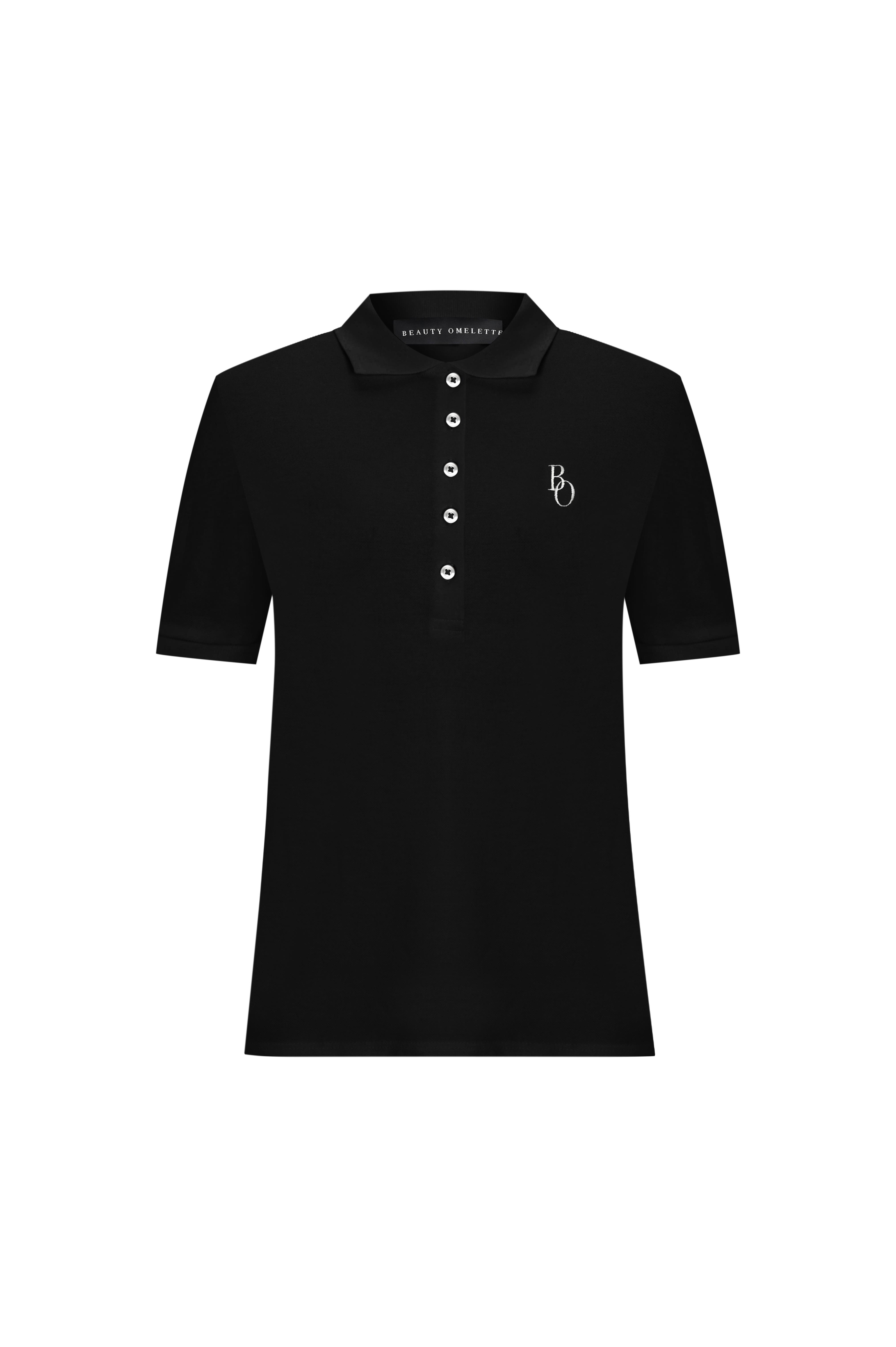 Siyah Logolu Polo Yaka Kısa Kol Tshirt