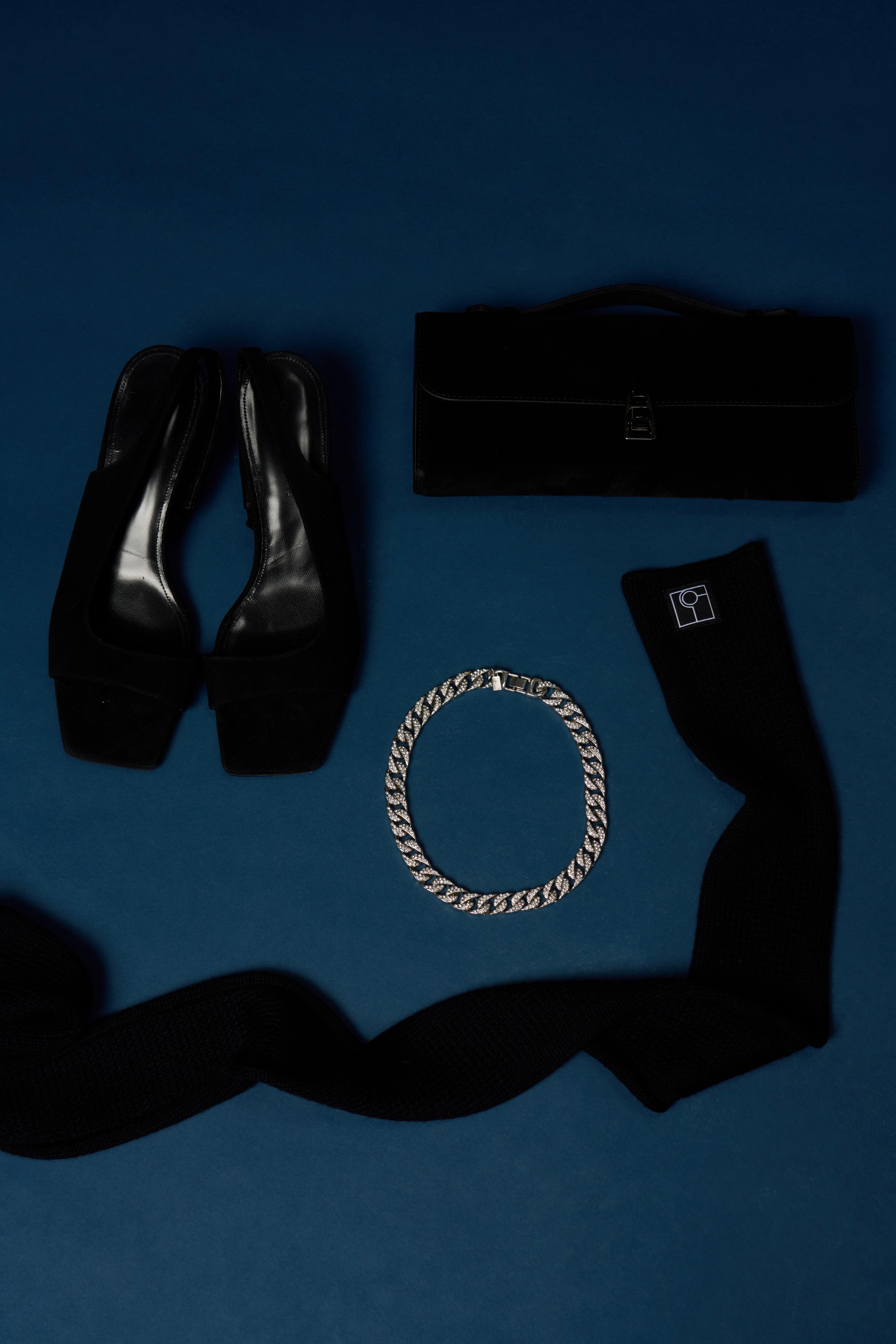 Siyah Long June Süet Clutch Bag