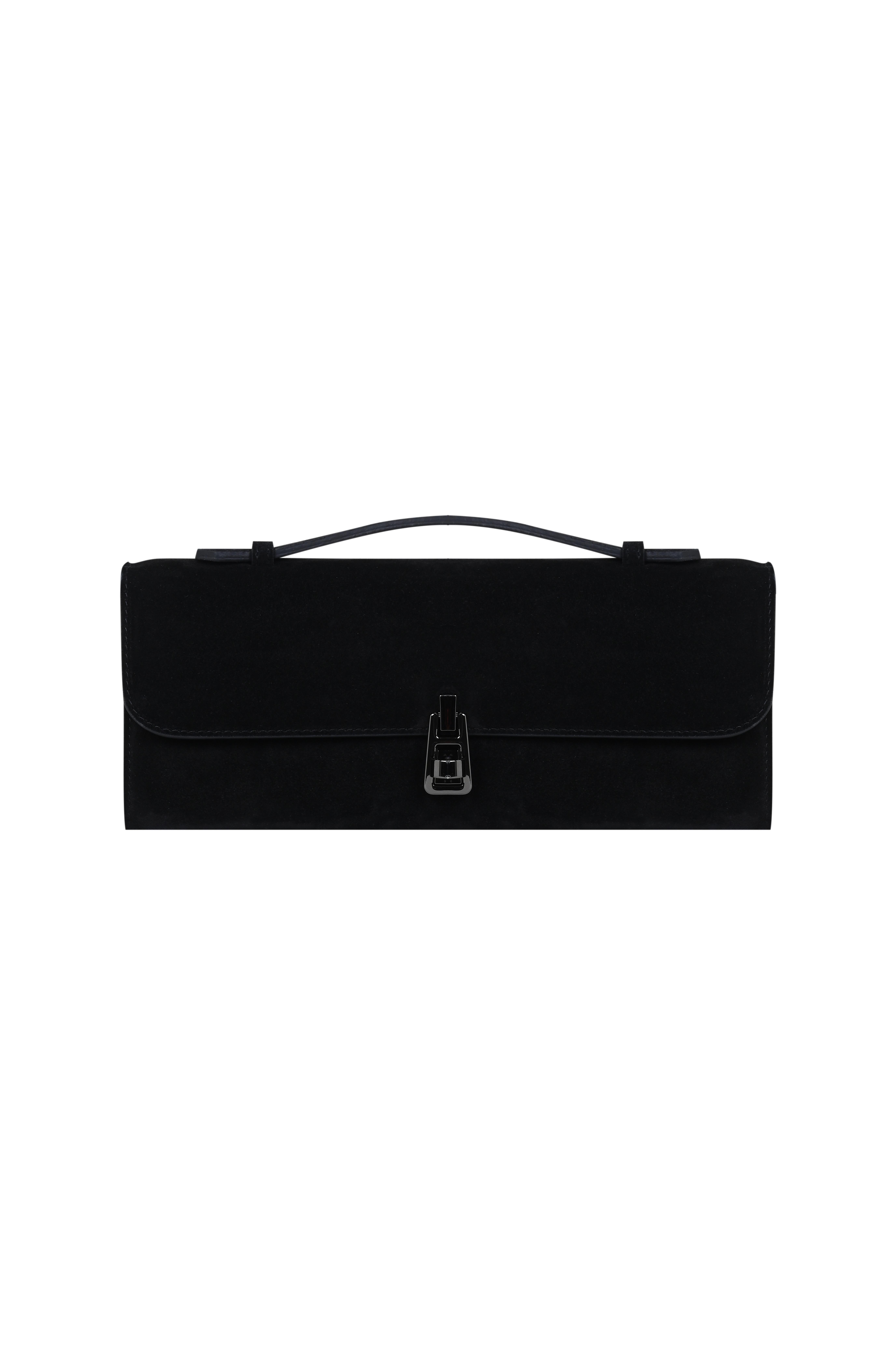 Siyah Long June Süet Clutch Bag