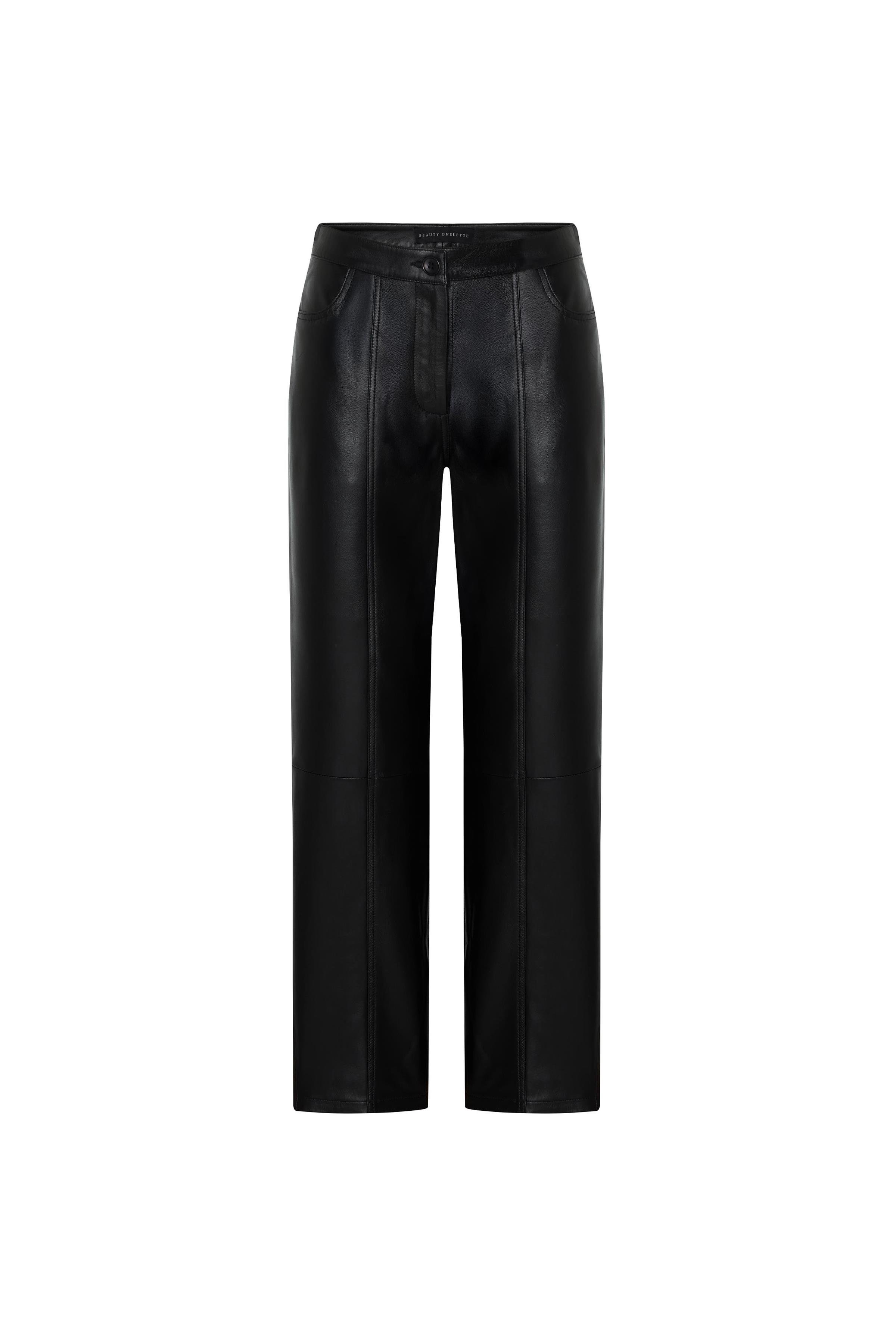 Siyah Napa Deri Pantolon