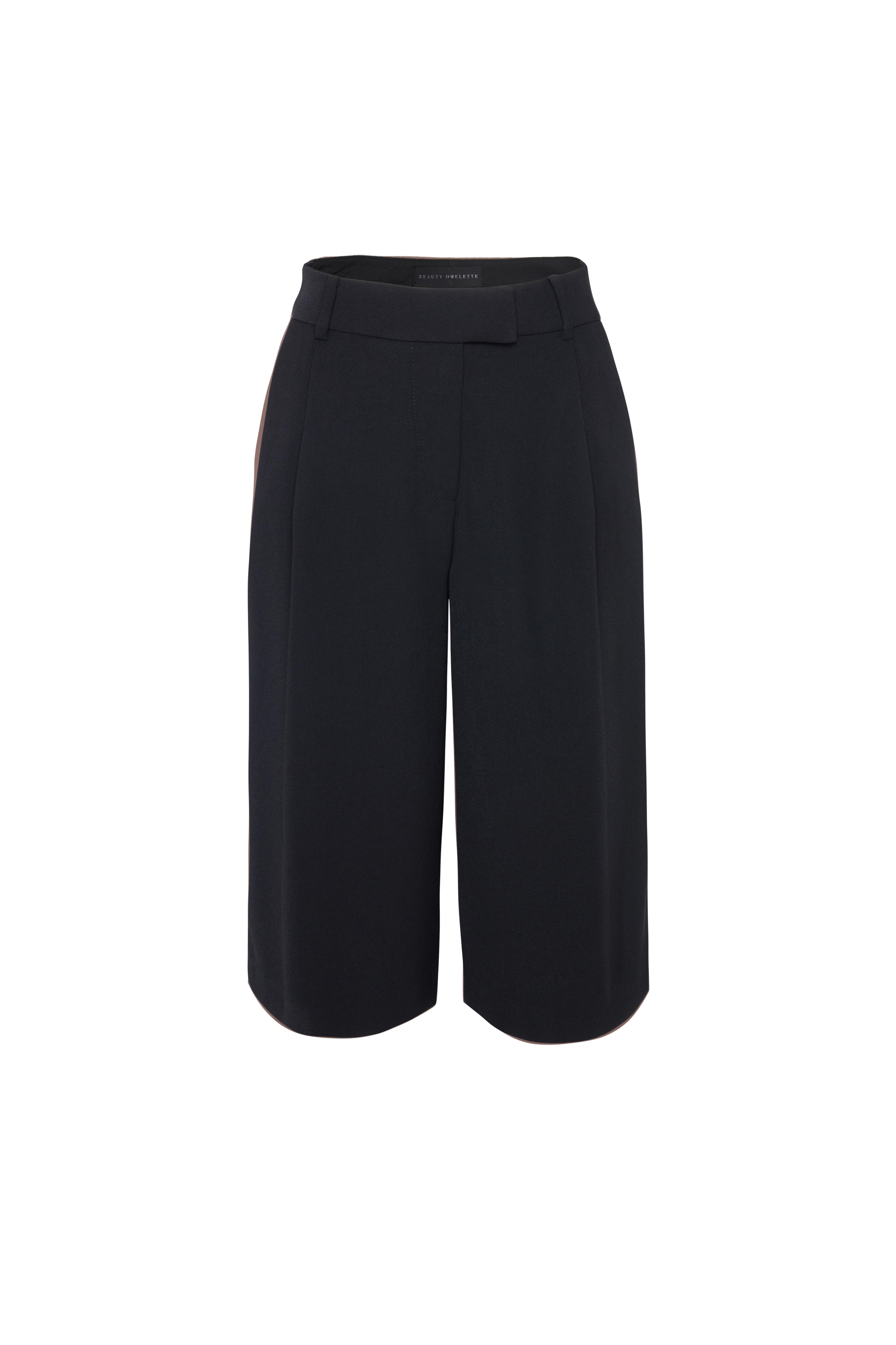 Siyah Palazzo Krep Bermuda