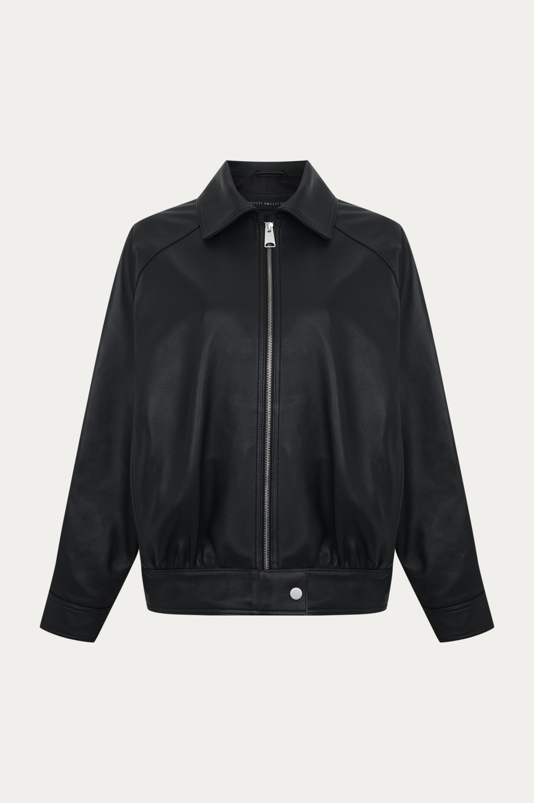 Siyah Reglan Kol Deri Bomber Ceket