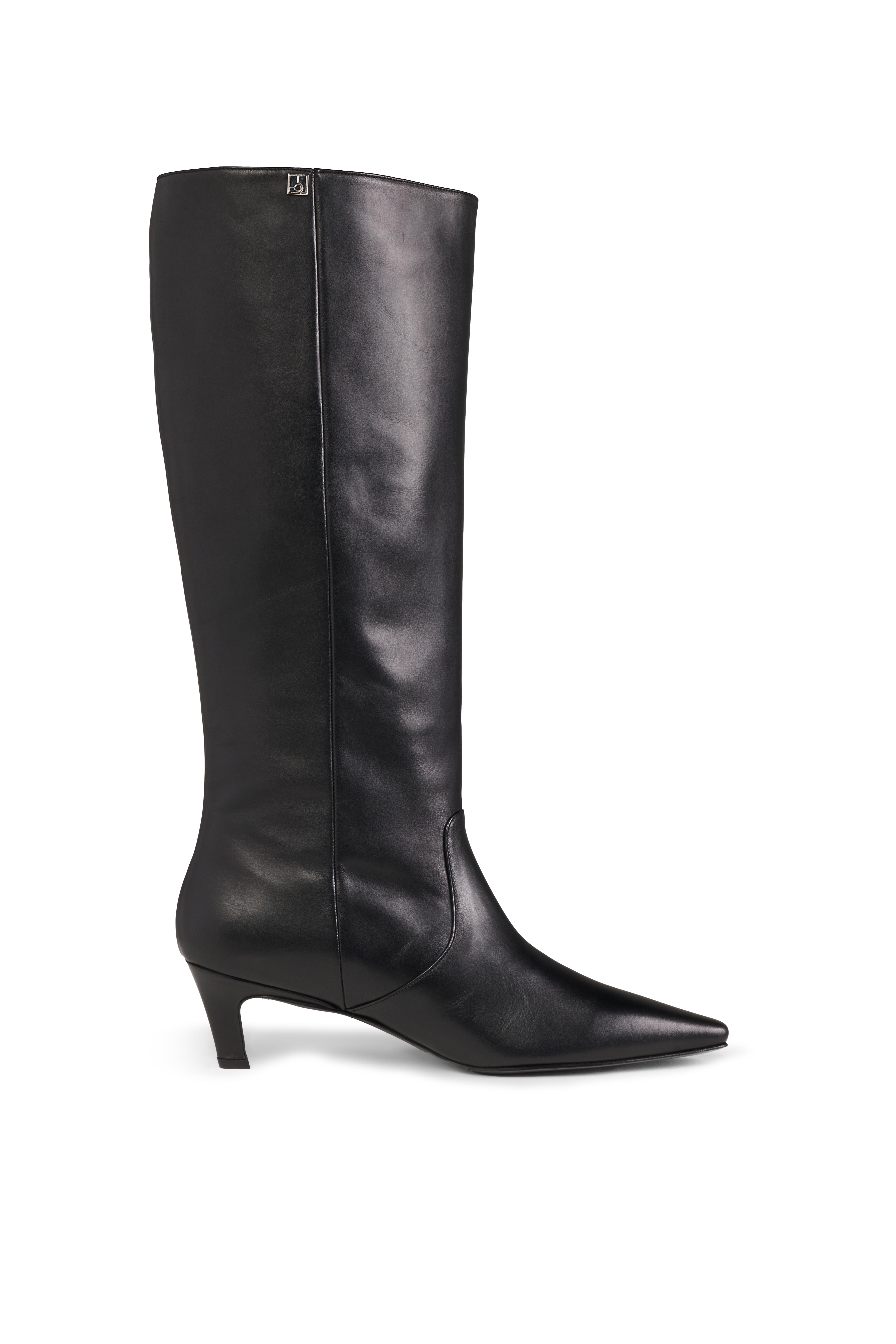 Siyah Topuklu Deri Çizme