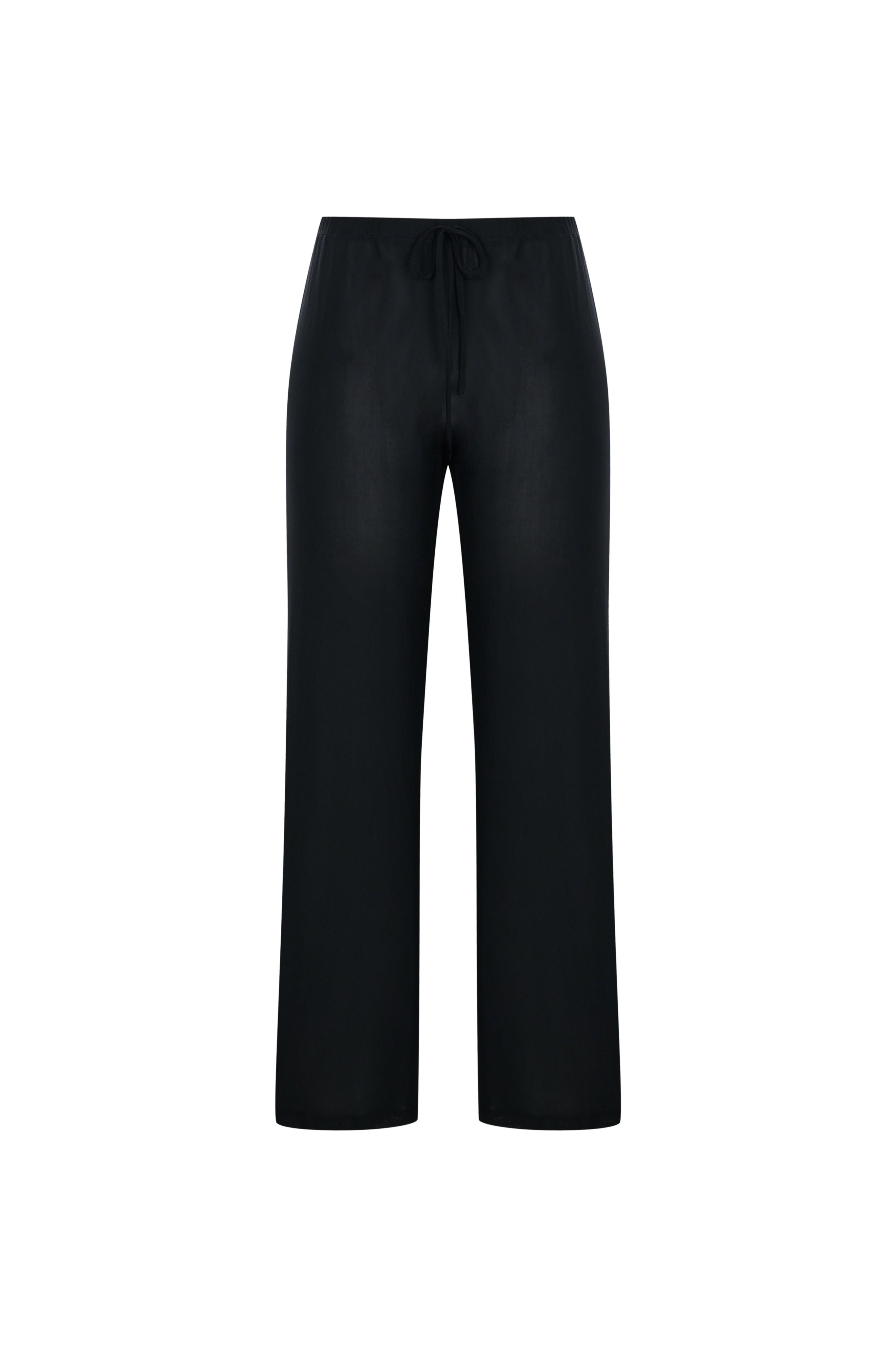 Siyah Tül Lastikli Bol Pantolon