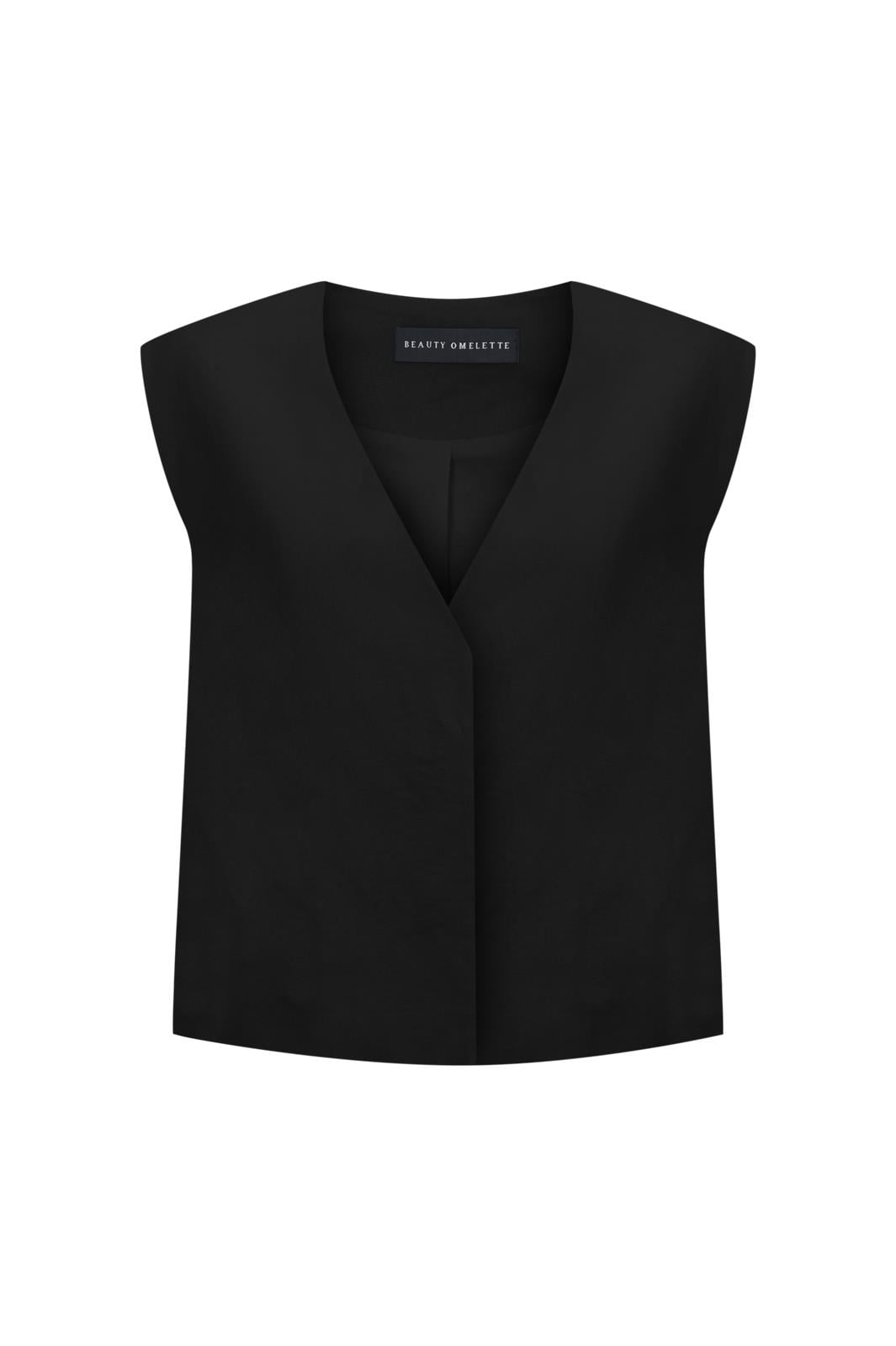 Siyah V Yaka Keten Yelek