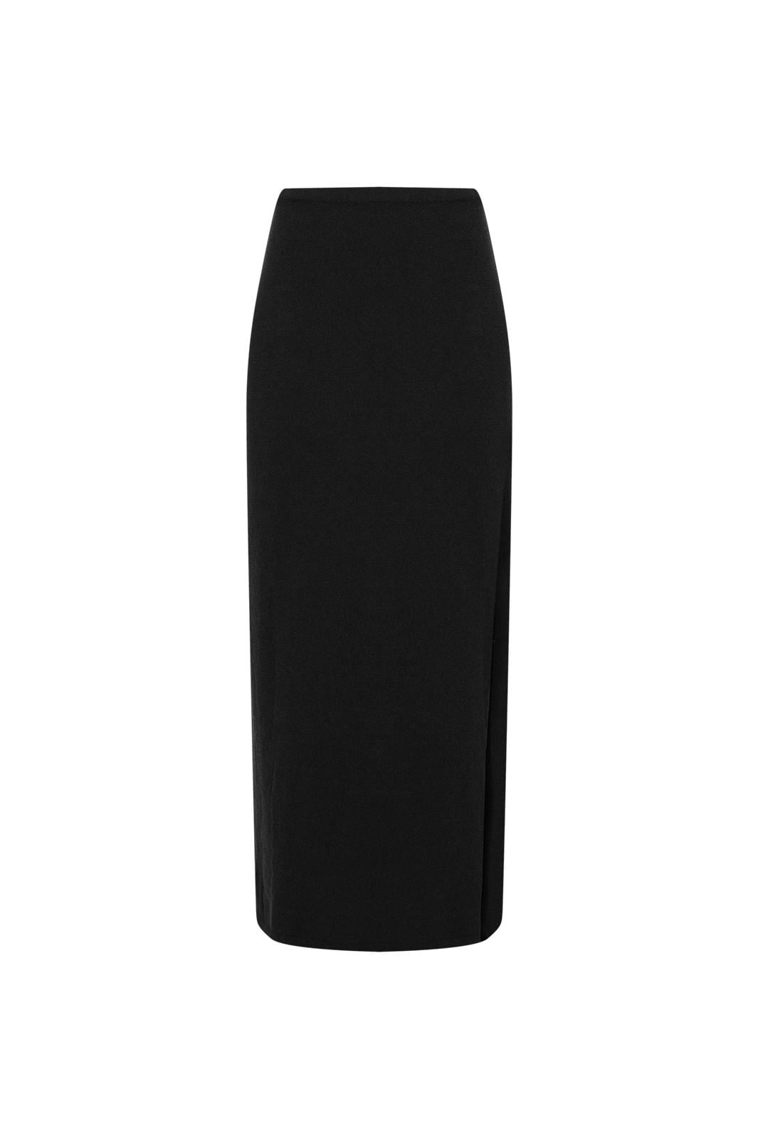 Siyah Yırtmaçlı Havlu Midi Etek