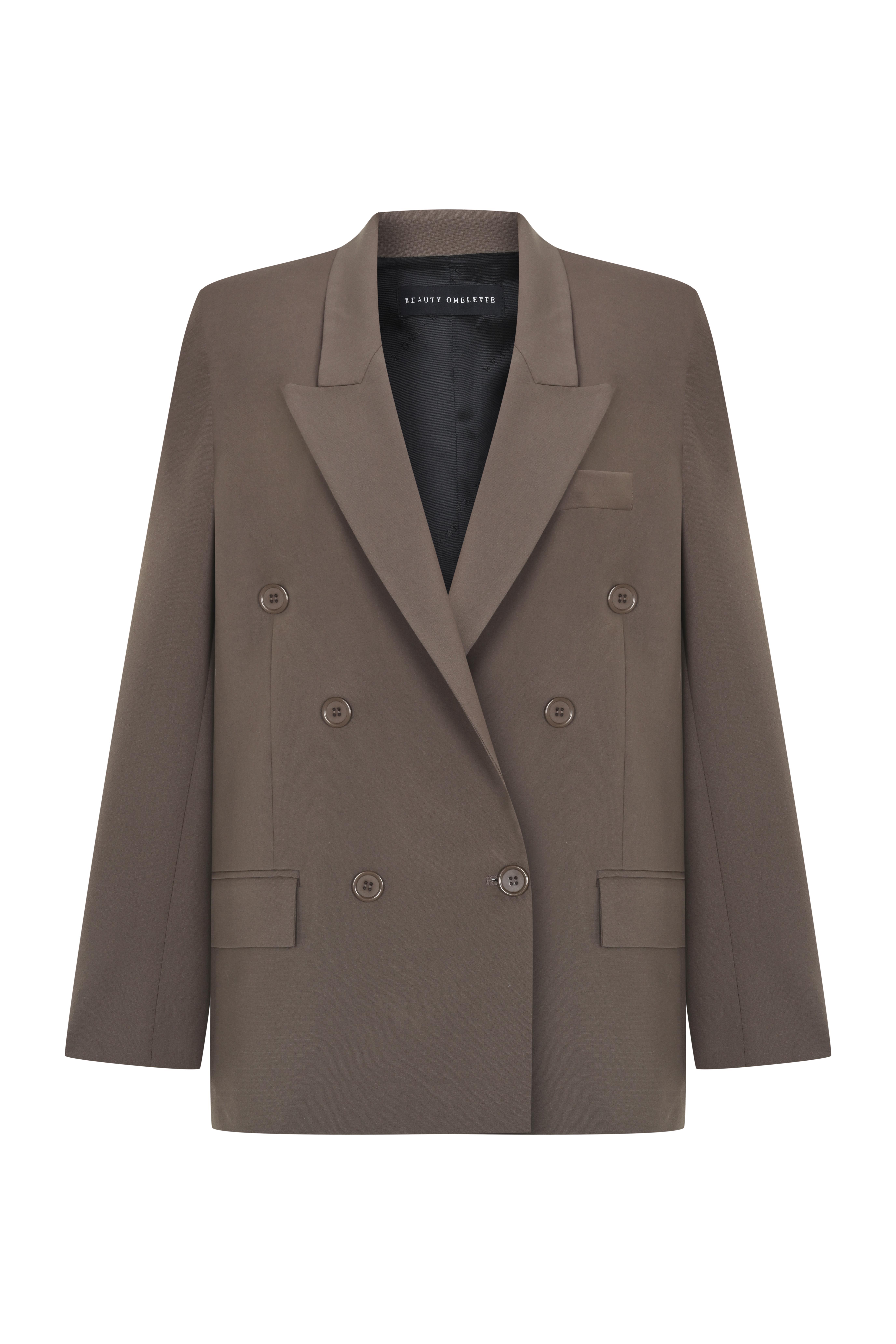 Vizon Vatkalı Kruvaze Kapama Yünlü Blazer