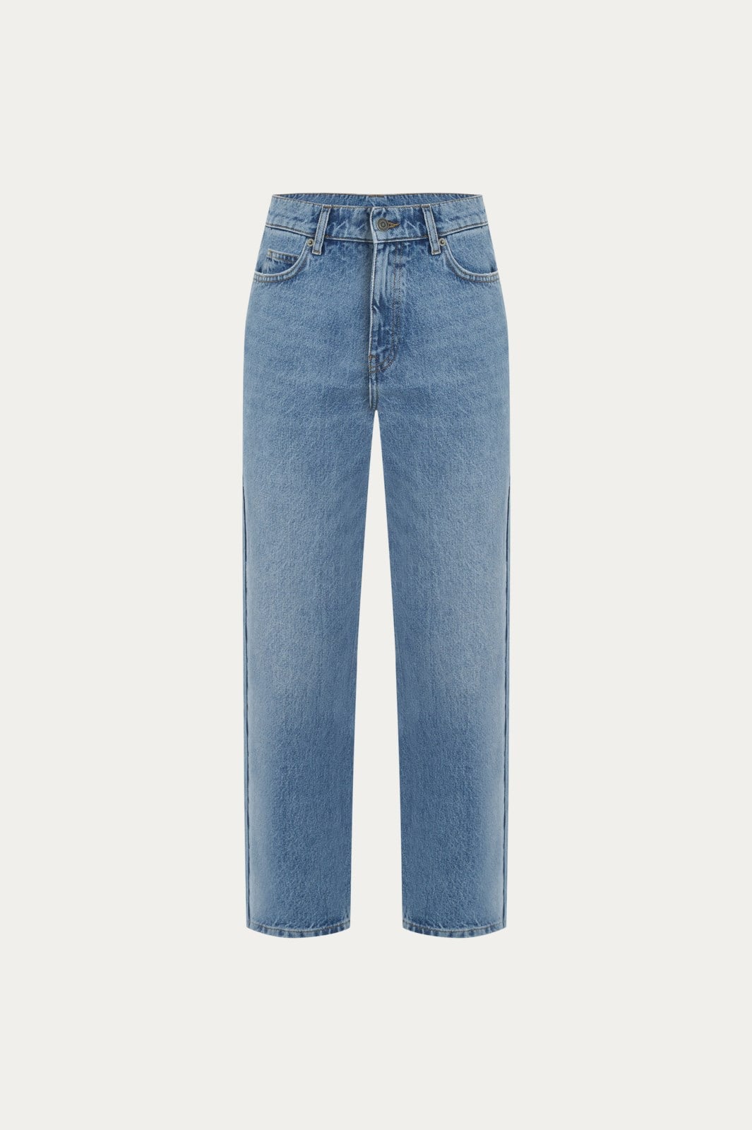 Yıkamalı Mavi Vintage High Waist Jean