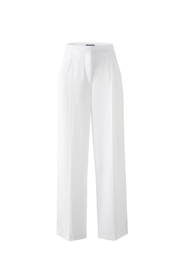 Kırık Beyaz Cep Detaylı Krep Bol Pantolon
