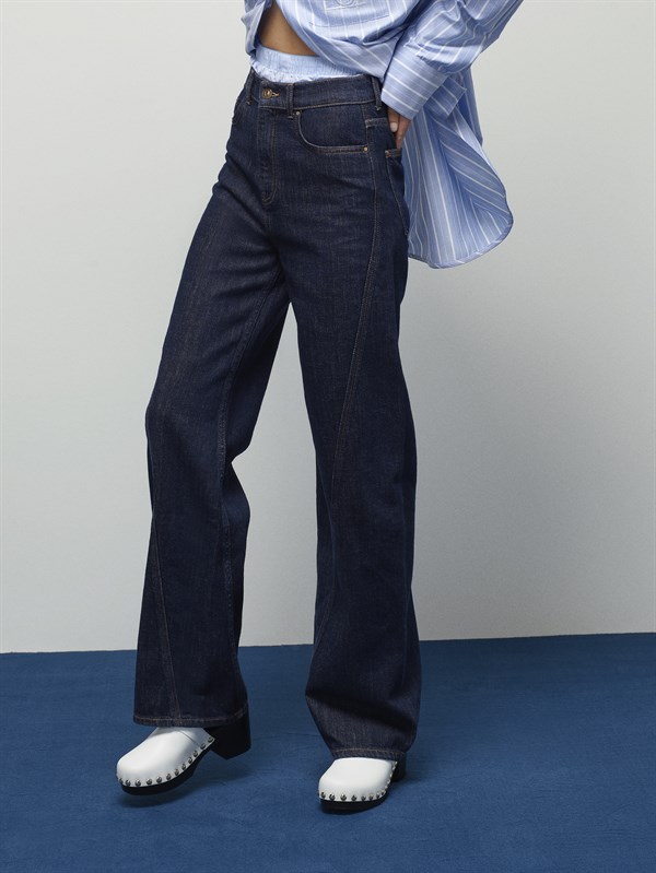 Lacivert Verev Dikiş Detaylı Full Length Jean