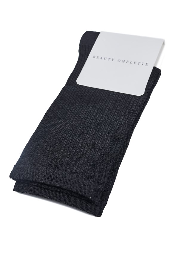 Siyah Floş Ribli Çorap