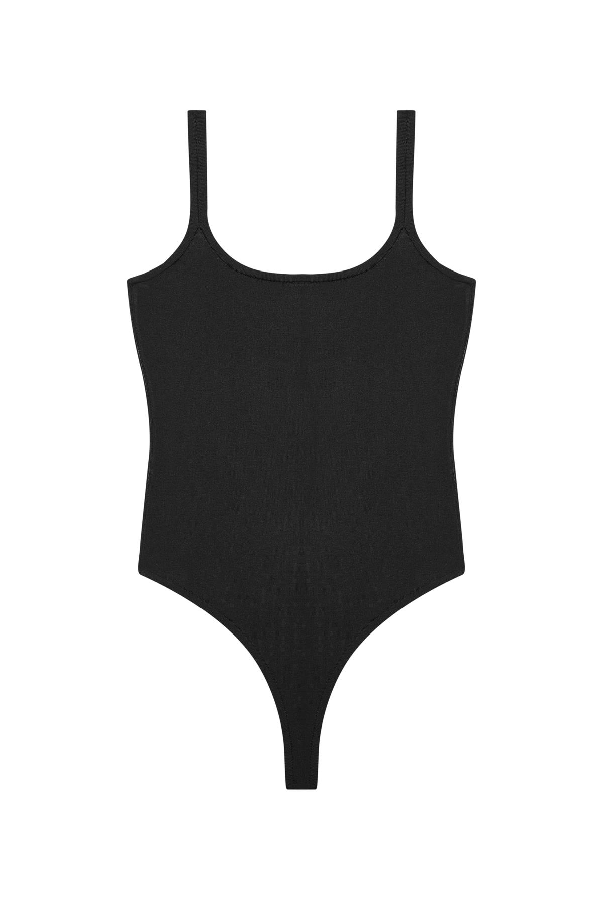 Siyah Kare Yaka Triko Bodysuit