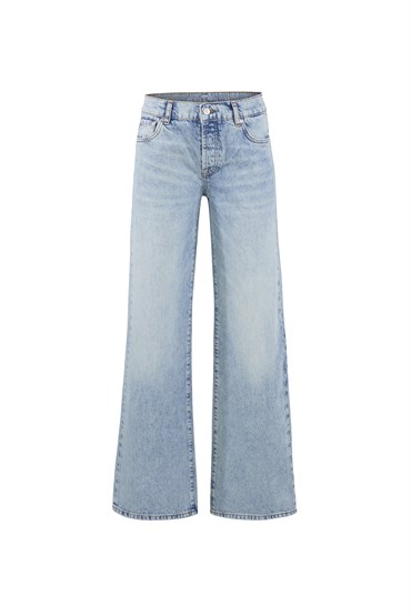Açık Mavi Mid Waist Yıkamalı Full Length Jean