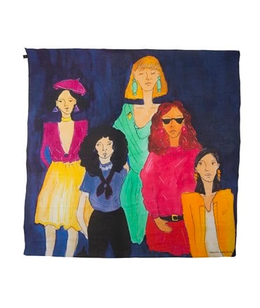 55 x 55 İpek Beş Kadın Fular