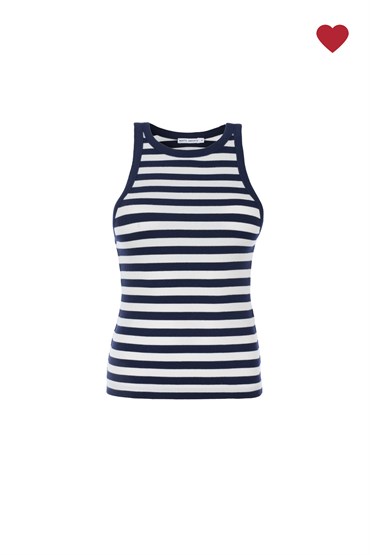 Lacivert Kaşkorse Halter Neck Çizgili Atlet