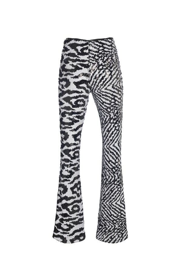 Zebra Desen Pullu Flare Pantolon