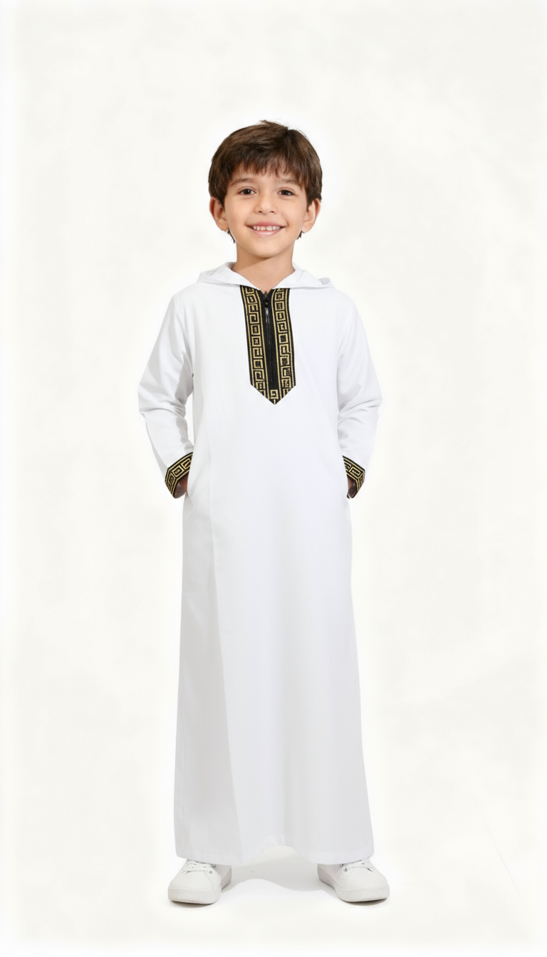 Erkek Çocuk Geleneksel Uzun Elbise | Kapüşonlu – Namaz