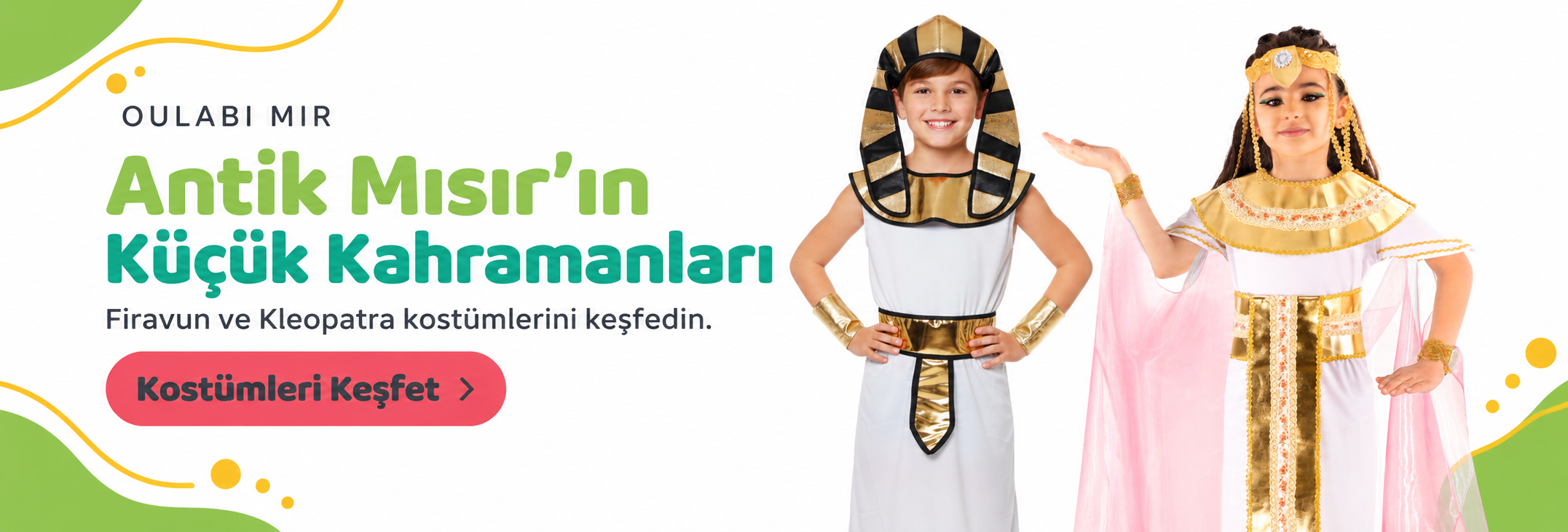 Oulabi Mir çocuk Firavun ve Kleopatra kostümleri