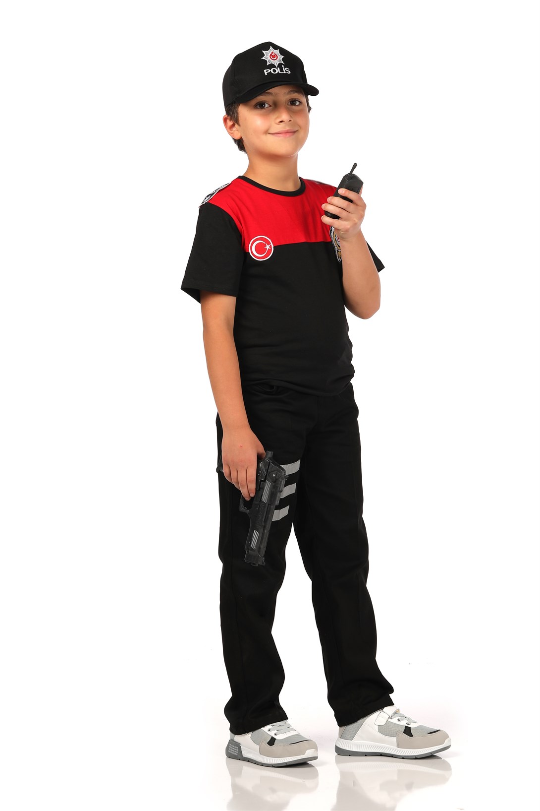 Çocuk Yunus Polis Takımı Yazlık Kırmızı Tşörtlü Ve Aksesuarlı