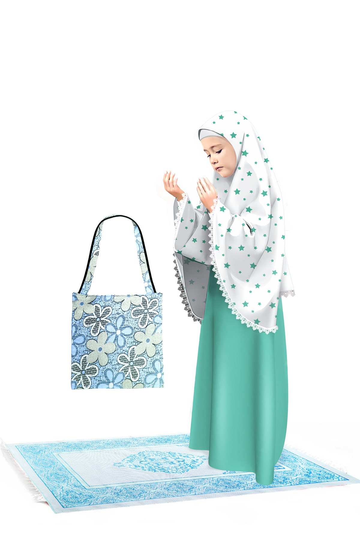 NAMAZ TAKIMLARI NAMAZLIK TAKIM Ç BSKL POPLİN 4 AD Ghabir 3 cm peçe BSKL  Dasan 12 MODEL980 905