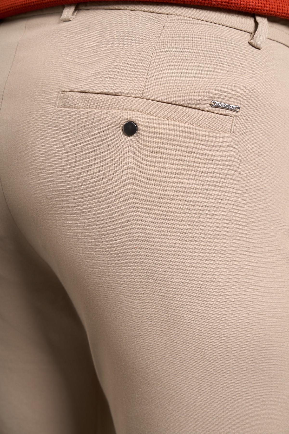 Bej Slim Fit Dar Kesim Yan Cep Bağcıklı Jogger Erkek Pantolon