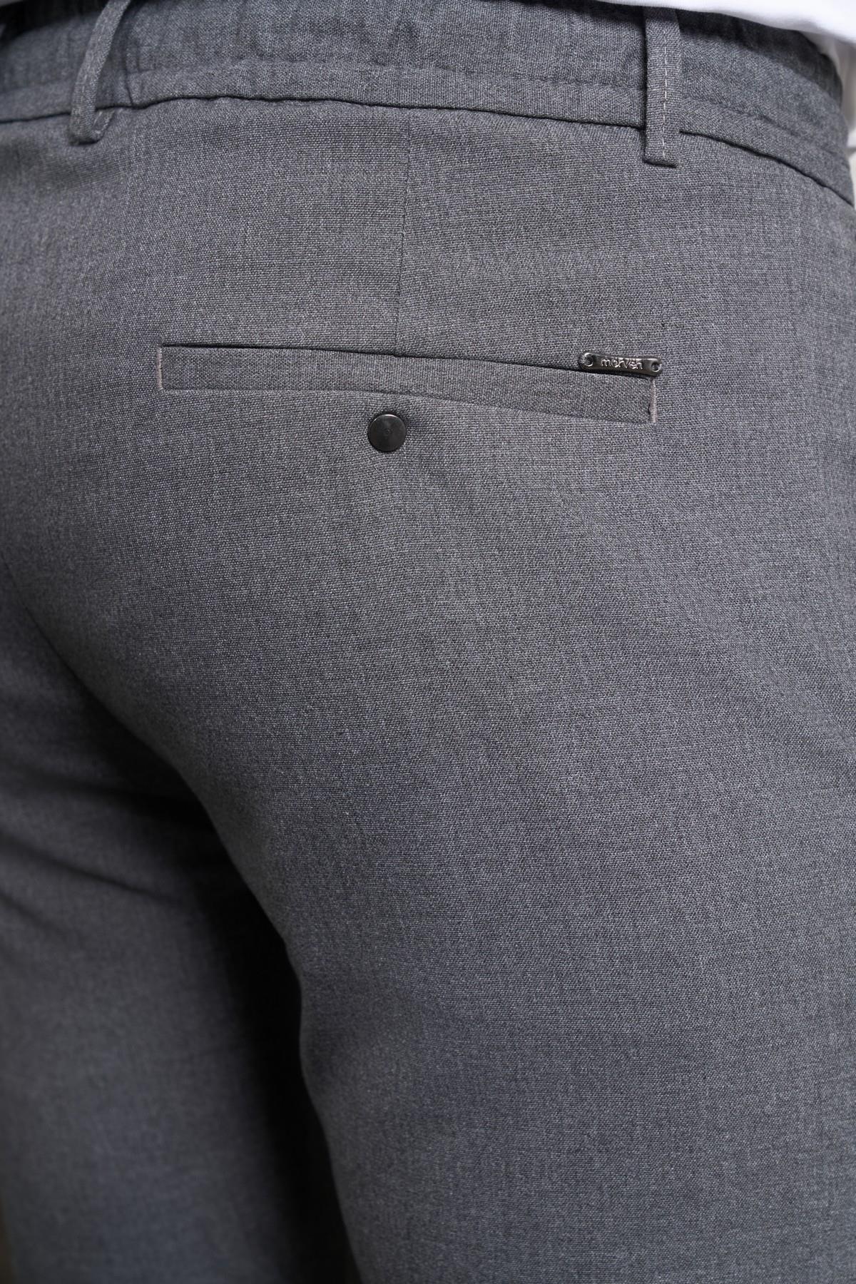 Gri Slim Fit Dar Kesim Yan Cep Bağcıklı Jogger Erkek Pantolon