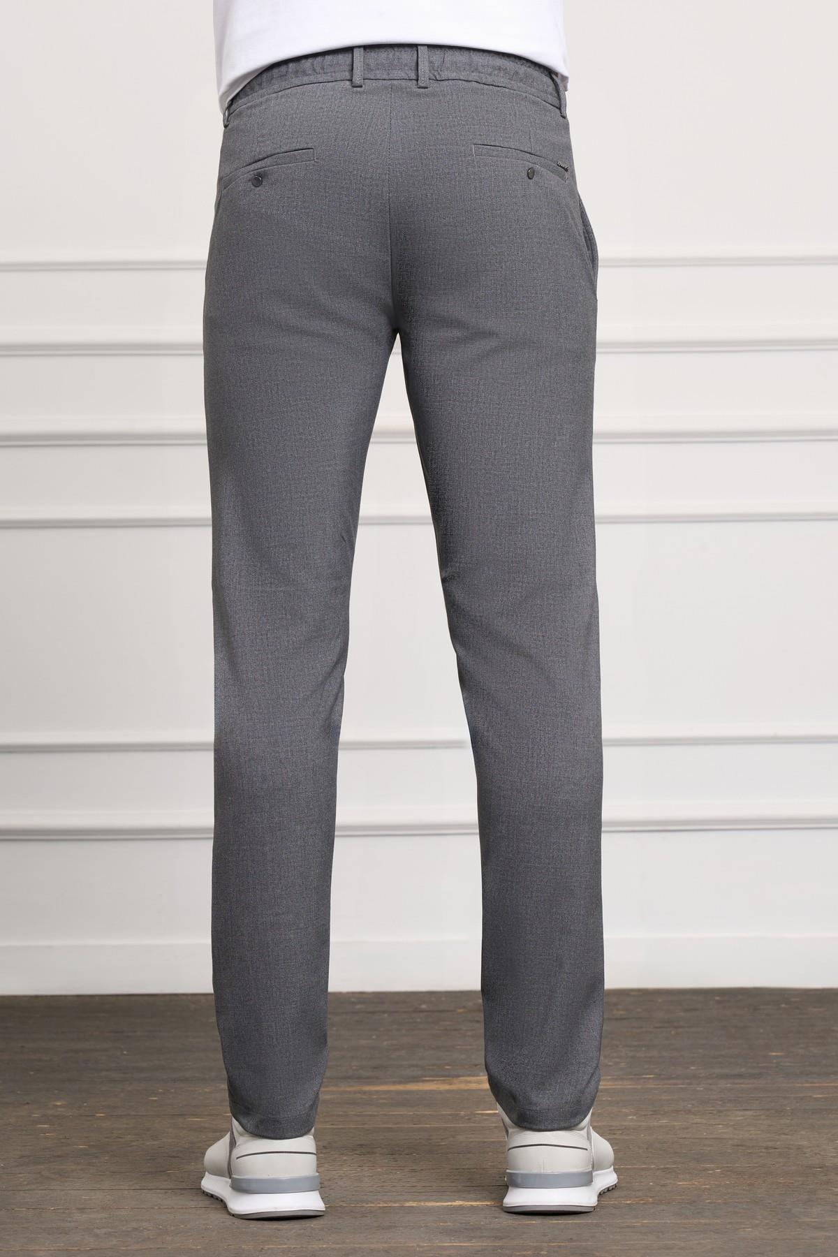 Gri Slim Fit Dar Kesim Yan Cep Bağcıklı Jogger Erkek Pantolon