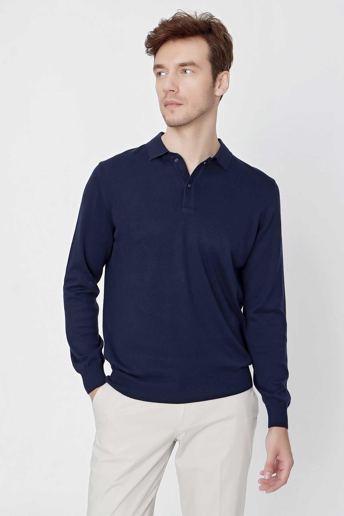 Marine Basic Dinamik Fit Rahat Kesim Polo Yaka Triko Kazak
