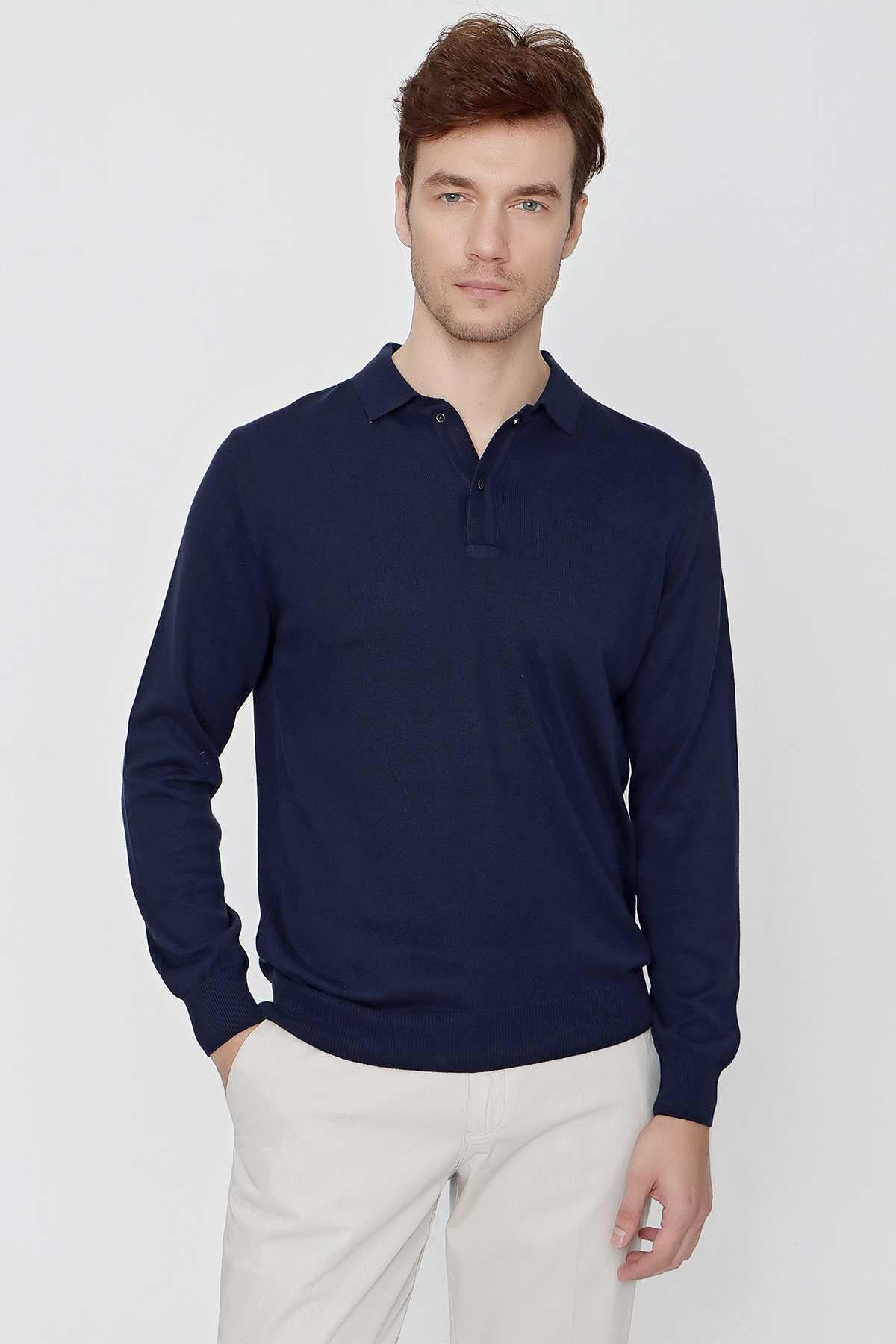 Marine Basic Dinamik Fit Rahat Kesim Polo Yaka Triko Kazak