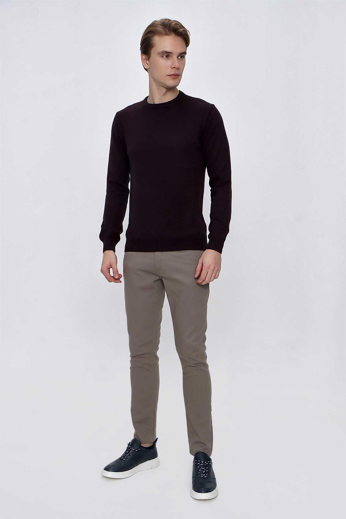 Mor Basic Dinamik Fit Rahat Kesim Bisiklet Yaka Triko Kazak