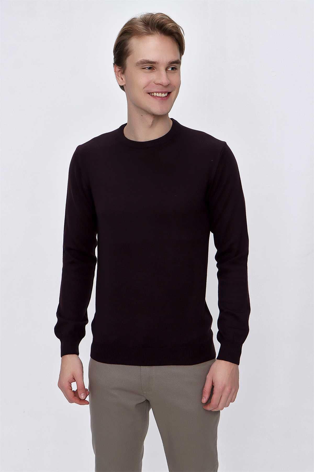 Mor Basic Dinamik Fit Rahat Kesim Bisiklet Yaka Triko Kazak