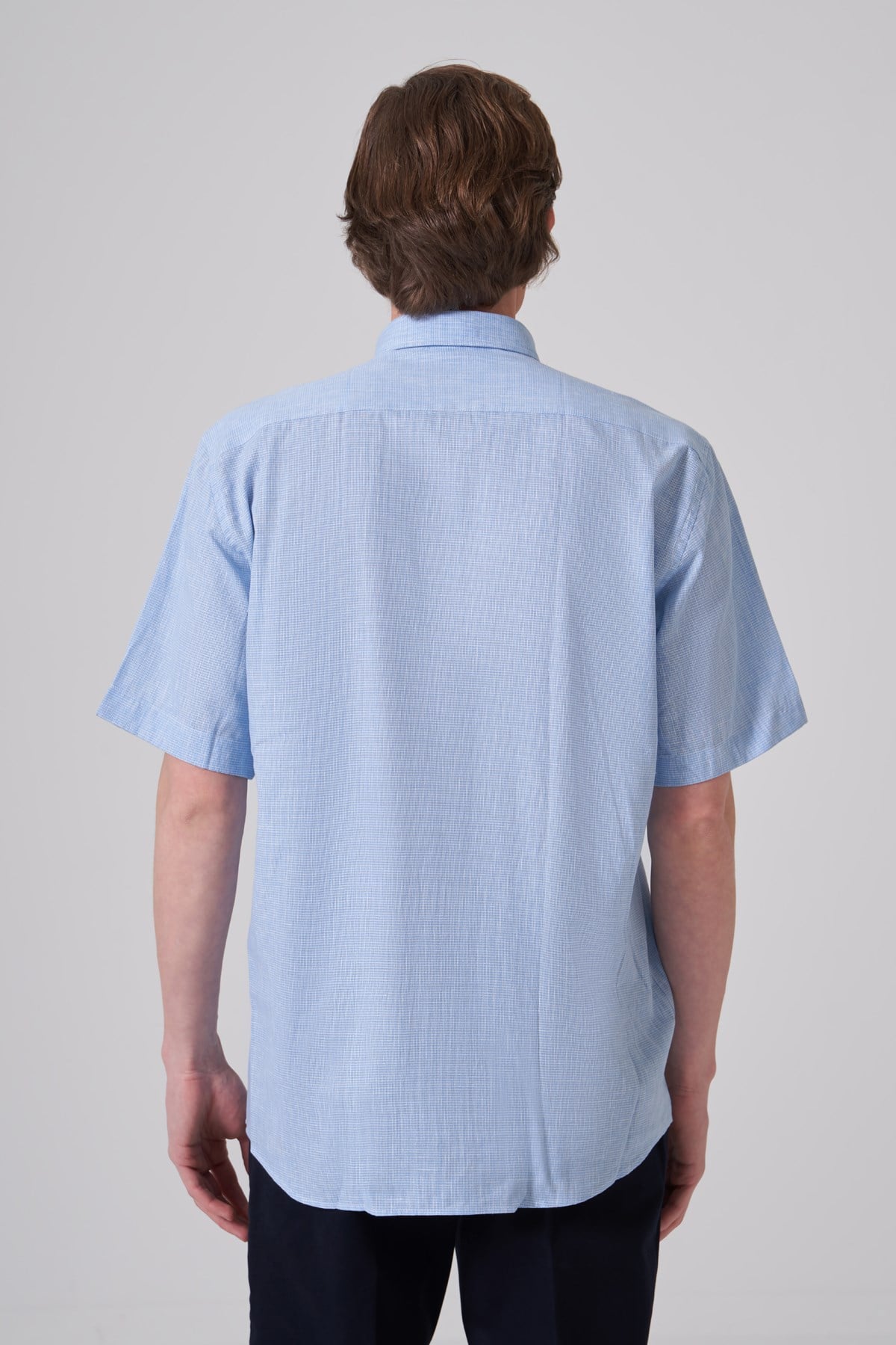 Morven Erkek A. MAVİ Kısa Kol Regular Fit Düğmeli Yaka Gömlek