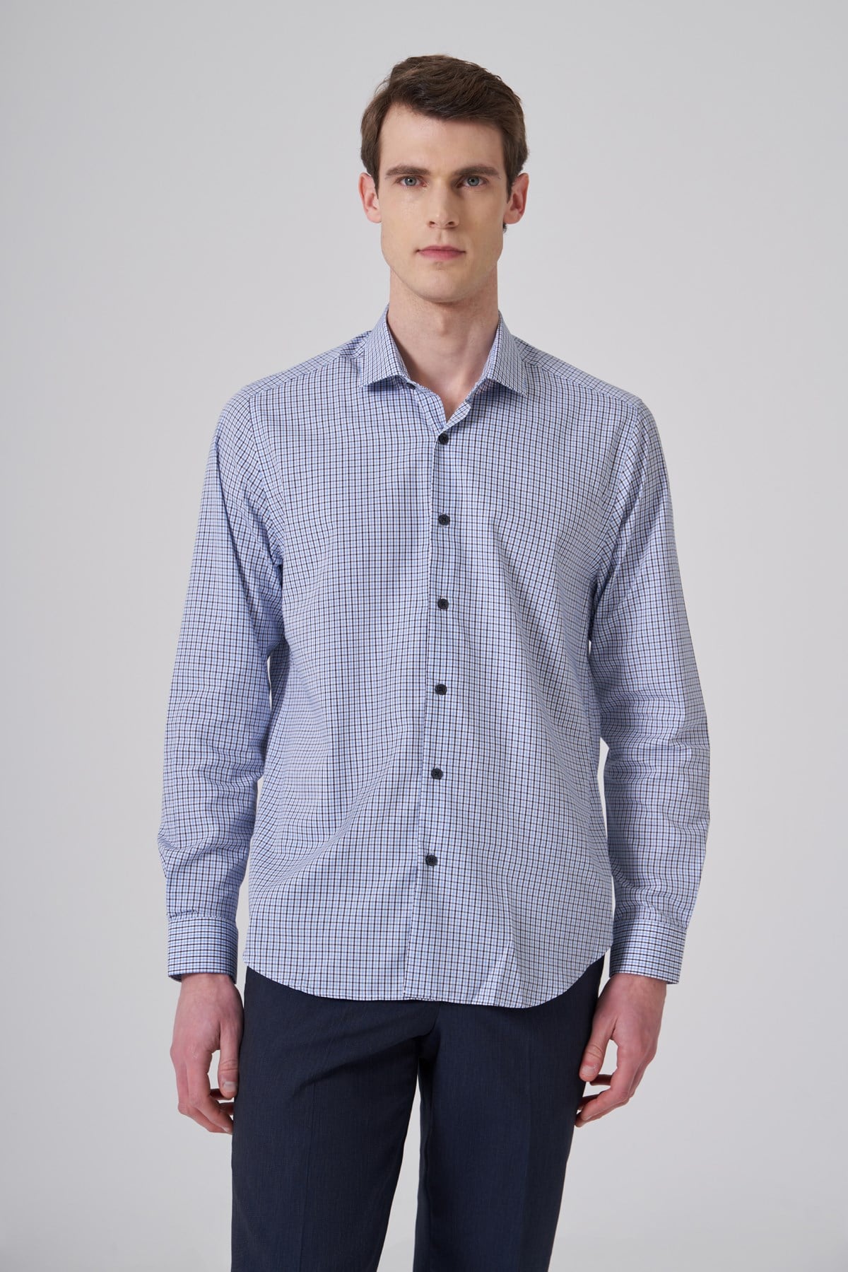 Morven Erkek A. MAVİ Pamuk Trend Dynamic Fit Tam İtalyan Yaka Gömlek