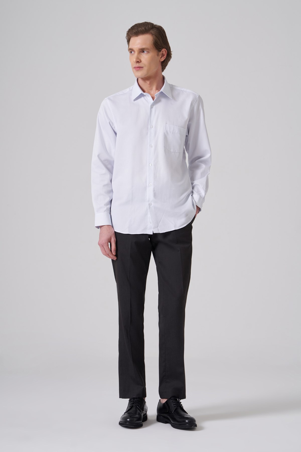 Morven Erkek A. MAVİ Pamuk Trend Pitikareli Regular Fit Sert Yaka Gömlek