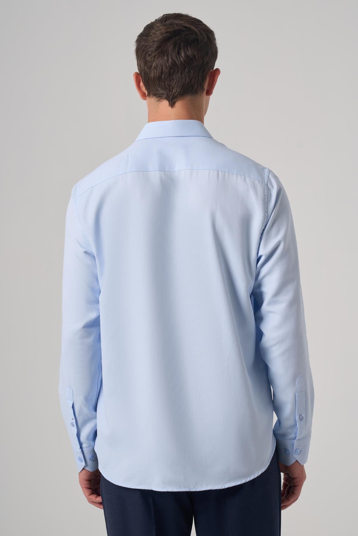 Morven Erkek A. MAVİ Polyester Trend Desenli Dynamic Fit İtalyan Yaka Gömlek